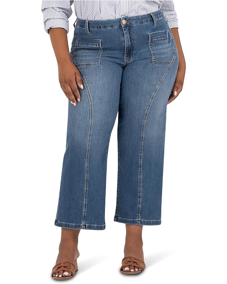 KUT from the Kloth Plus Charlotte High Rise Wide Leg Front Seam Patch Pockets - Main View