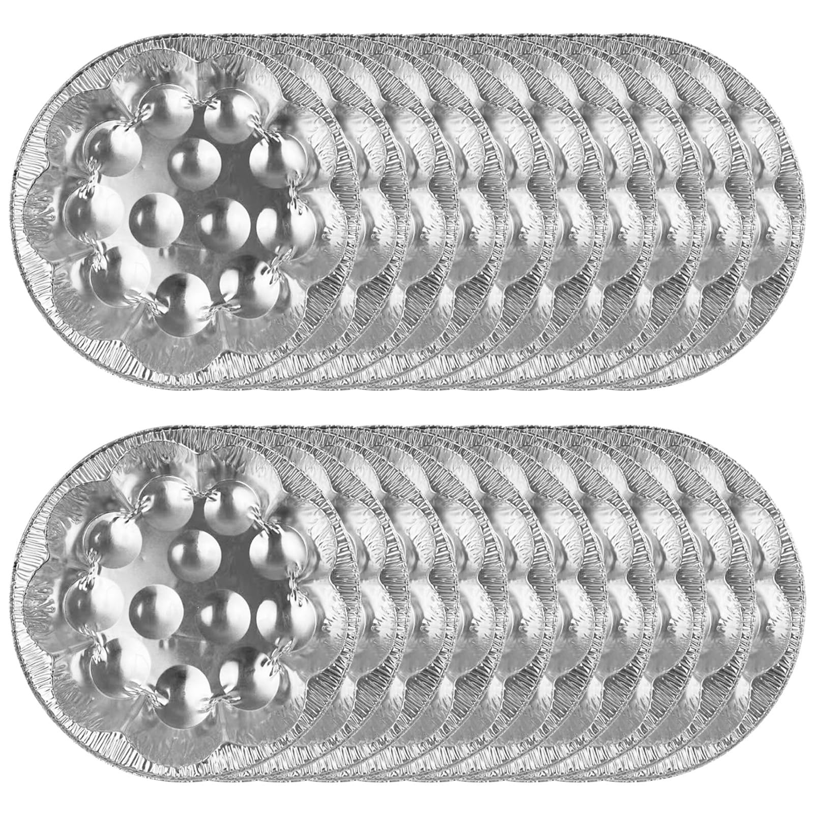 20PCS Escargot Plate, Disposable Aluminium Foil Seafood Snail Dish, Food Grade Round Escargot Dish 12 Compartment Non-Slip 6.7inch Baking Plate