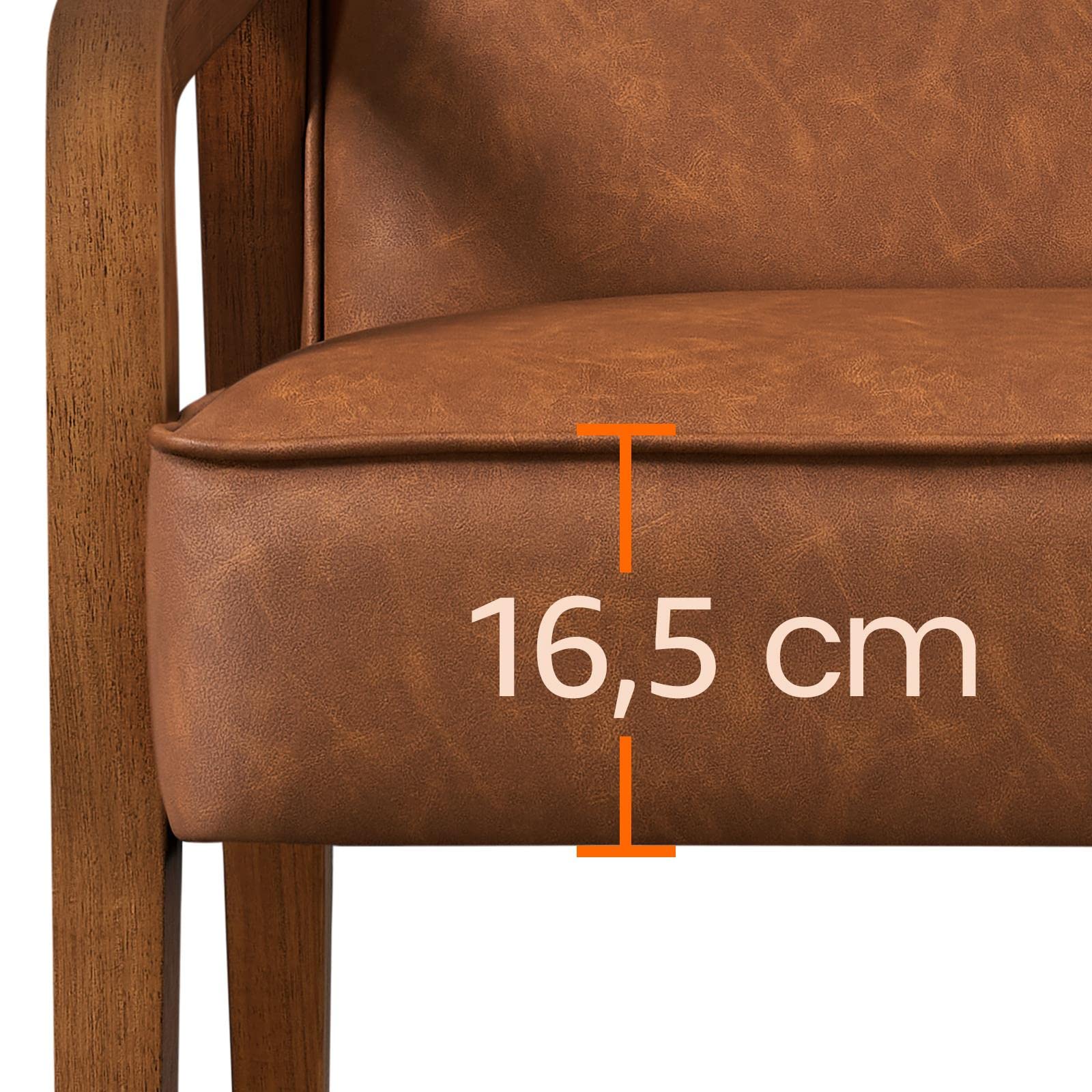 Yaheetech Loungesessel Sessel Vintage Relaxsessel Kunstleder mit Massivholzbeinen Einzelsofa für Wohnzimmer/Schlafzimmer/Empfangsbereich Hellbraun
