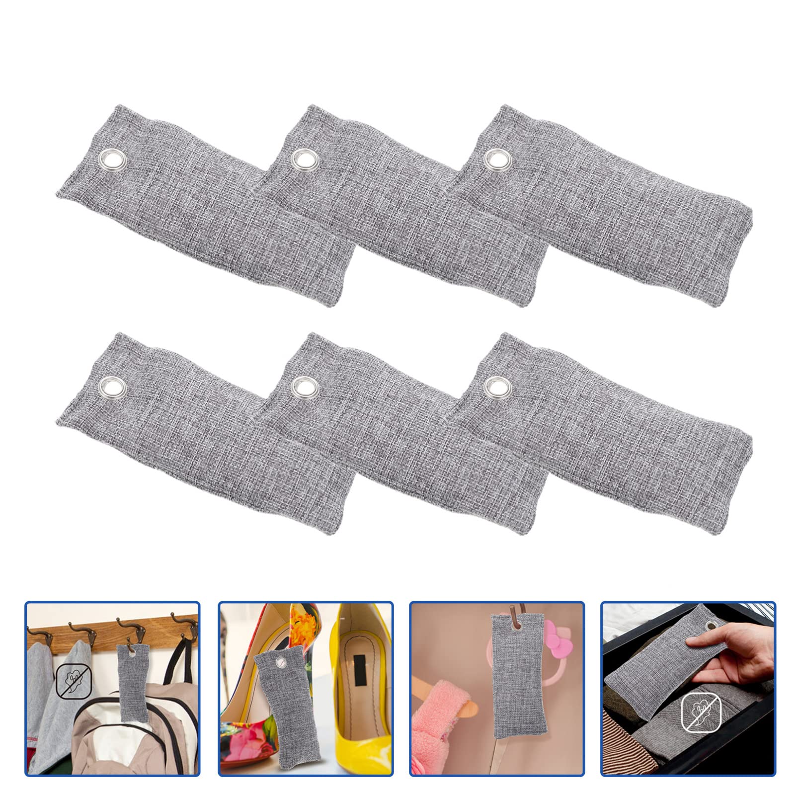 minkissy 6pezzi Sacchetti Bambù Per Armadi Deodorante Professionale Per Scarpe e Odori Domestici Accessorio Per Casa Che Assorbe Umidità e Odori Per Auto e Stanze