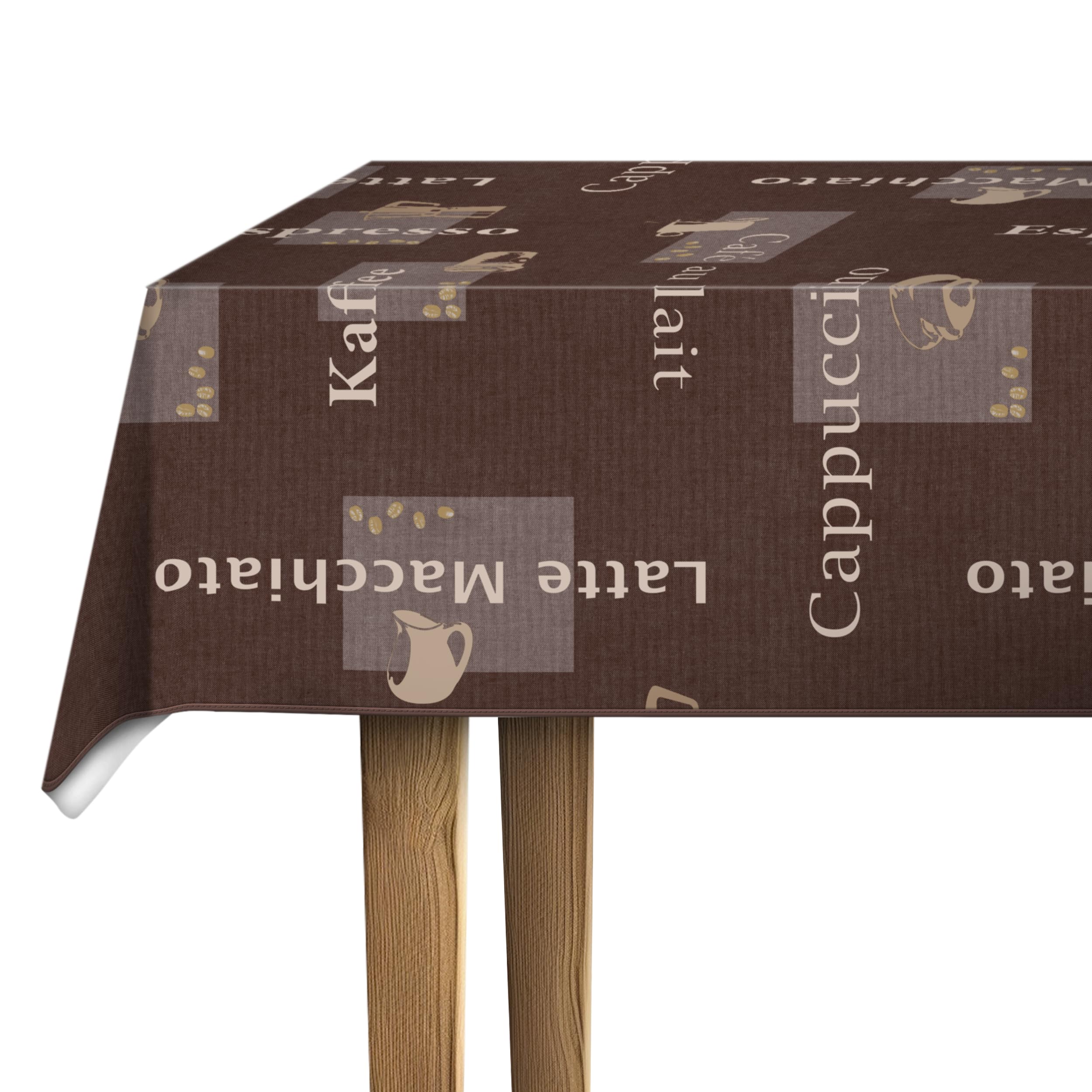 d-c-fix Oilcloth Tablecloth - Manhattan Cappuccino Chocolate 130 cm x 160 cm Square - Tablecloth for Kitchen, Dining or Garden Table - Food Safe, Washable & Waterproof