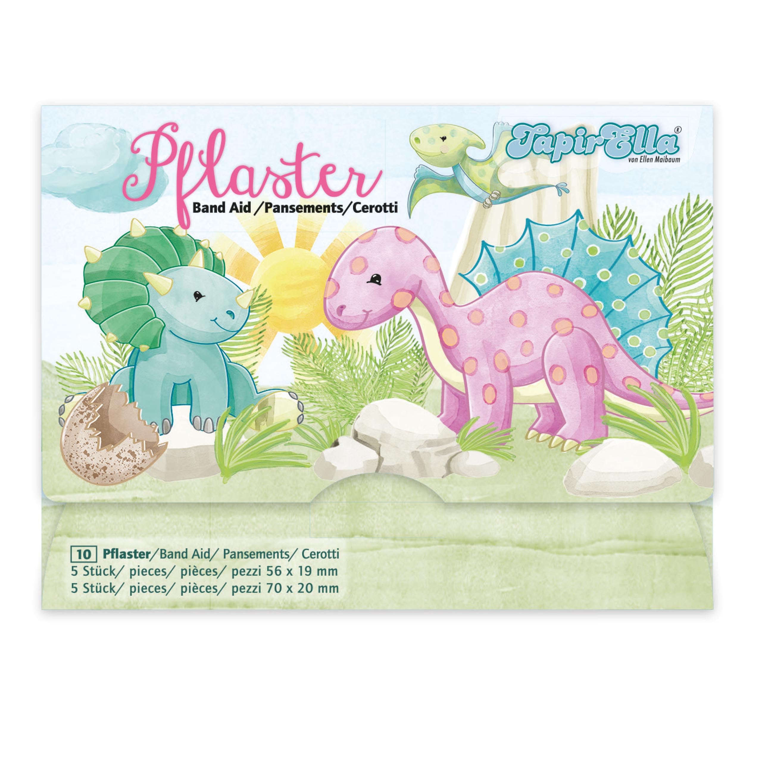 Lutz Mauder Kinder Pflaster Display Set mit 20 Pflasterbriefchen mit 2 Größen (200 Einzelpflaster), Kita, Kindergarten, Arzt, Hort, Erzieher, Geburtststag, Gastgeschenk (Süße Dinos)