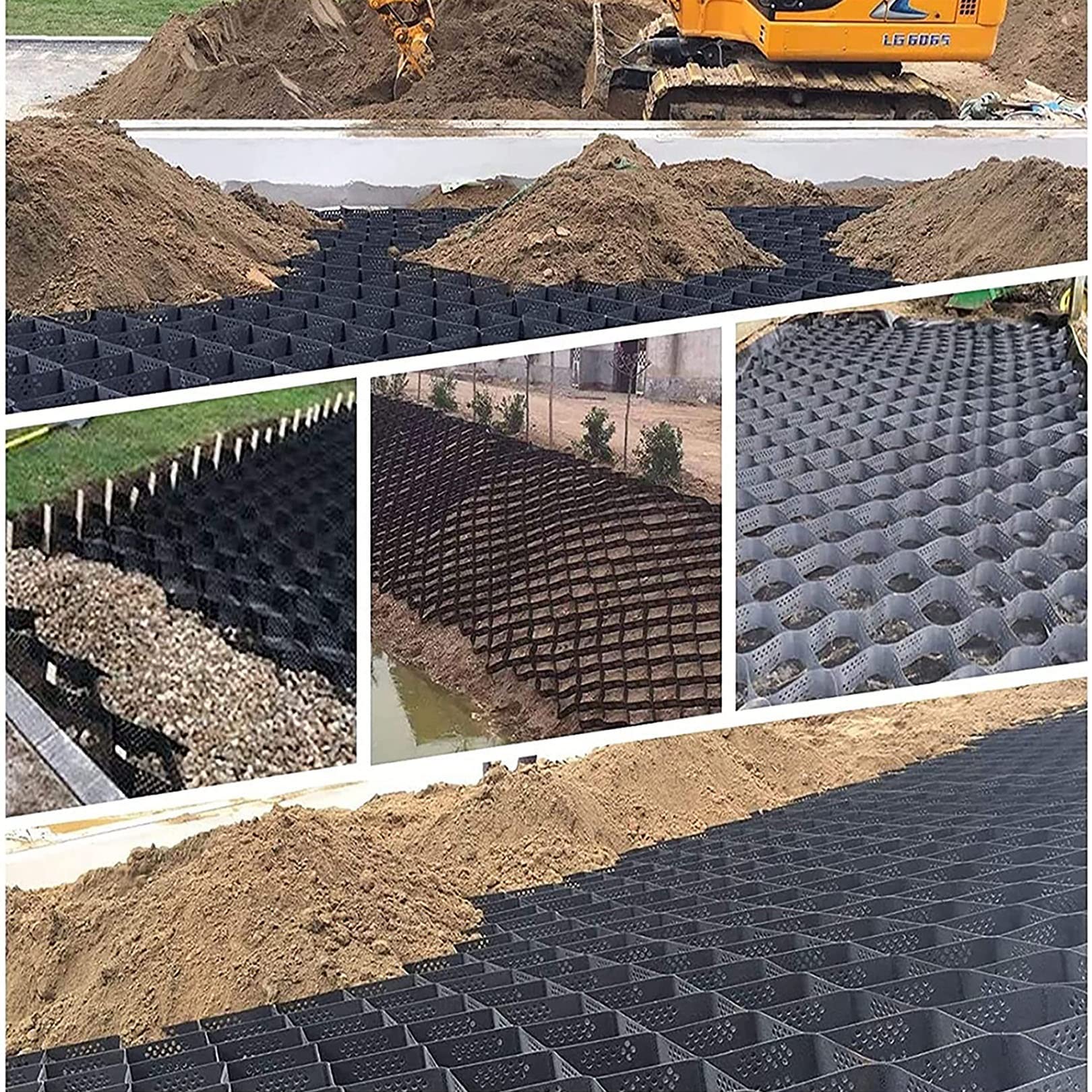 Sistema di stabilizzazione della griglia a terra per vialetto di terrazza, vialetto leggero per veicoli, parcheggio, erba e ghiaia, soluzione 2 m x 8 m