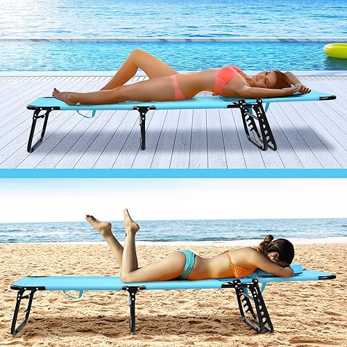 Miniatura 8 de GYMAX Sillón de playa, silla para tomar el sol, silla plegable ajustable reclinable con agujero para la cara