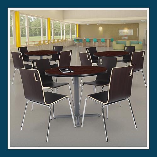 Miniatura 8 de OEF Furnishings Mesa de café – Base en X, 30 pulgadas de altura, parte superior redonda de 36 pulgadas, marco caoba/gris – Mesa de bistró Marco