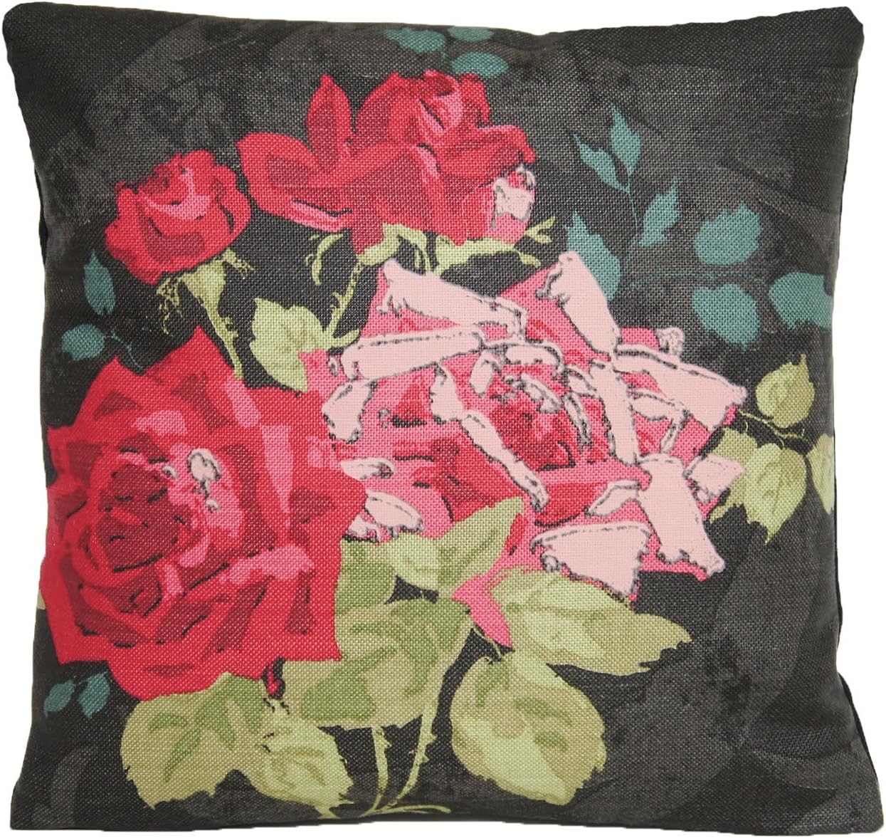Nina Campbell Red and Pink Roses Throw Pillow Case Black