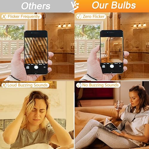 Miniatura 12 de Paquete de 4 bombillas de luz diurna para baño, equivalente a 60 vatios, base mediana E26, bombillas LED G25 para tocador de baño, bombilla redonda