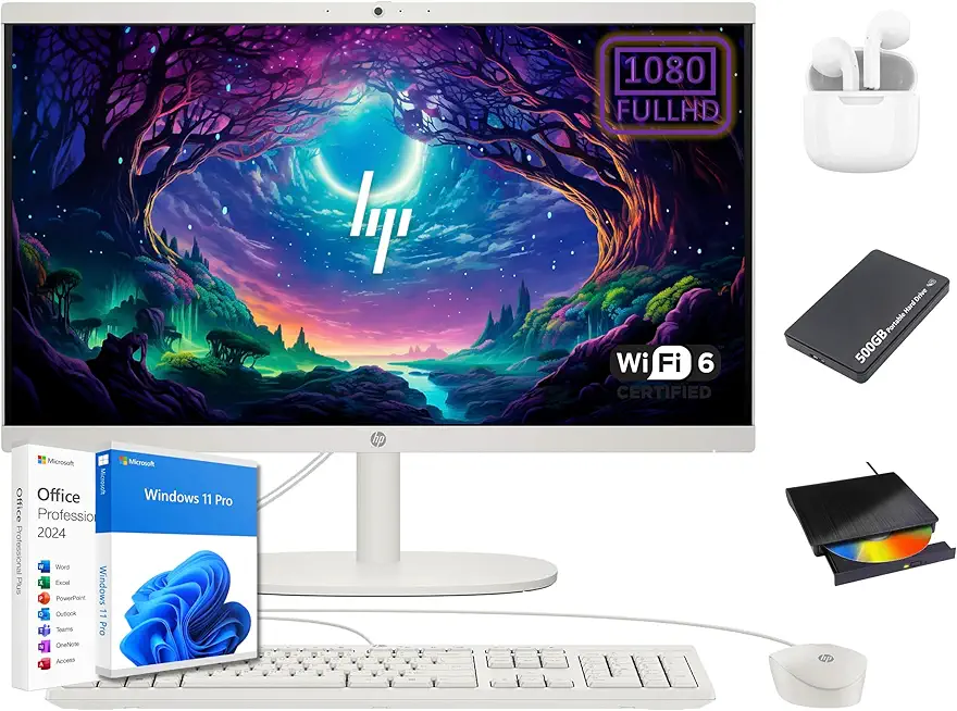 HP 22 inch FHD All-in-One Desktop Computer PC 2025...