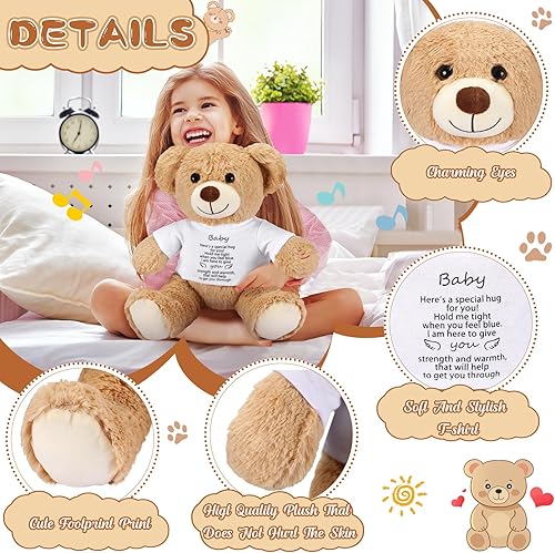 Miniatura 5 de Oso de peluche de 12 pulgadas con grabadora de voz, oso de felpa suave, letrero de abrazo con cremallera, regalos de grabación de voz conmemorativa