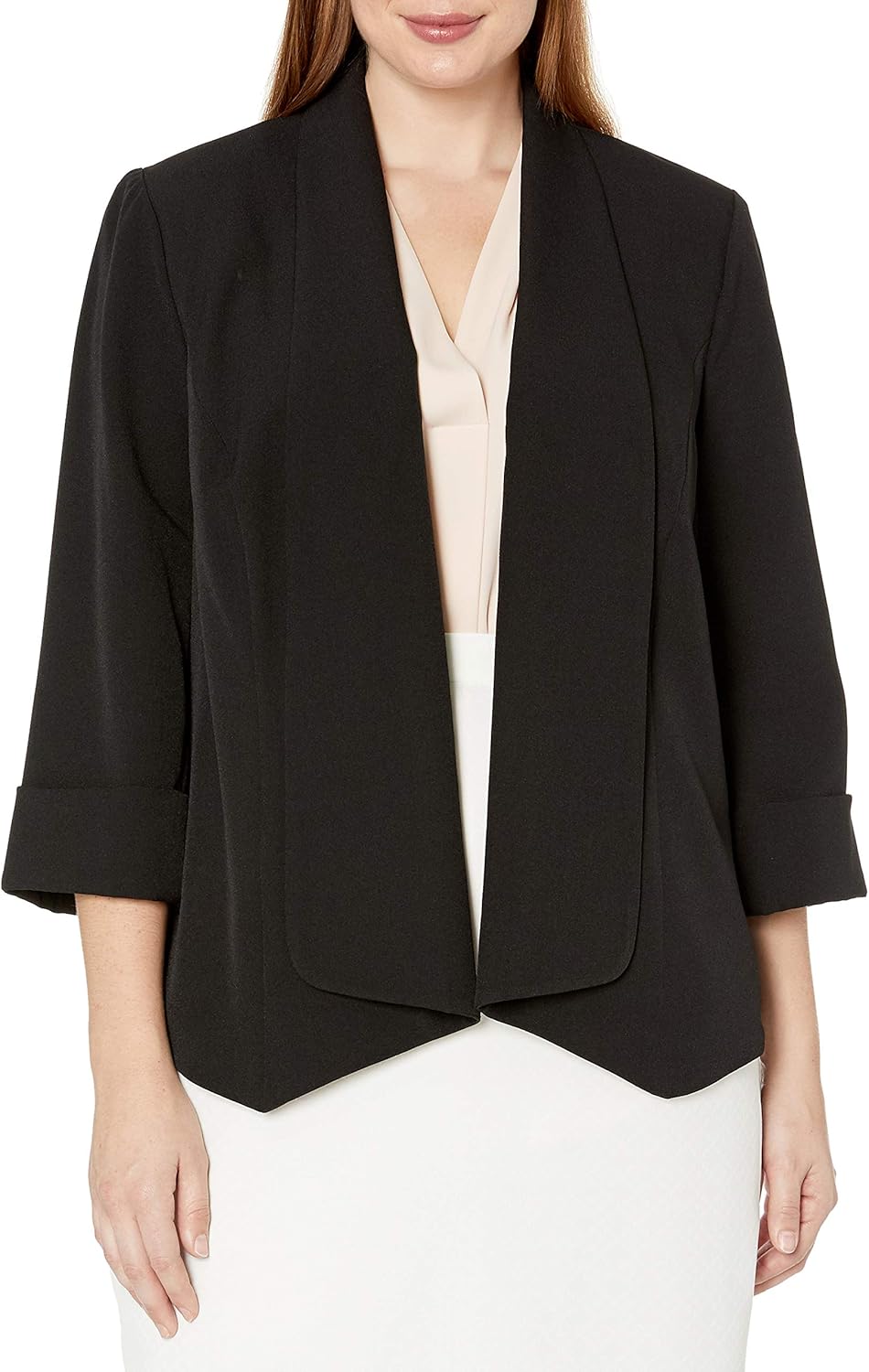 Kasper Women's Plus-Size Stretch Crepe Flyaway Jacket