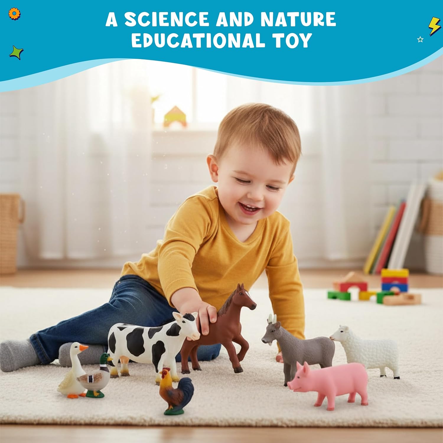 Get Ready Kids Farm Animal Toys Playset – 8 Mini Plastic Farm Animal Figurines for Toddlers 1-3 and Kids 3-5 – Soft & Durable Animal Farm Toys