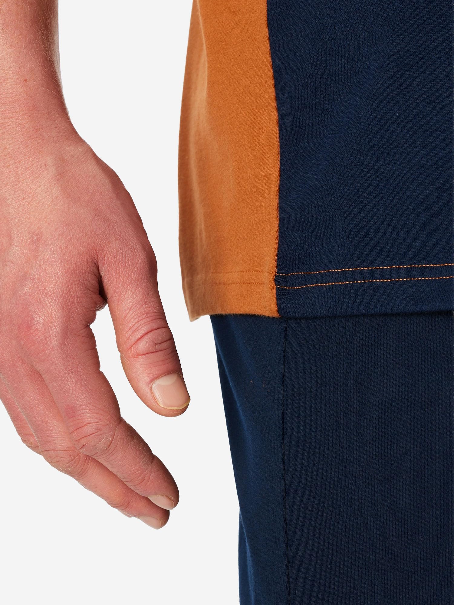 Schiesser Pigiama da uomo, casual, da uomo, corto, jacquard, a righe, casual, in cotone