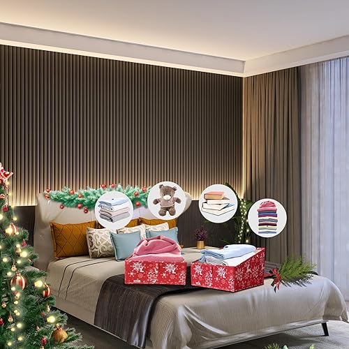 Miniatura 5 de UNAMAX Paquete de 3 contenedores de almacenamiento para armario, caja de almacenamiento grande trapezoidal, cestas de tela plegables para organizar