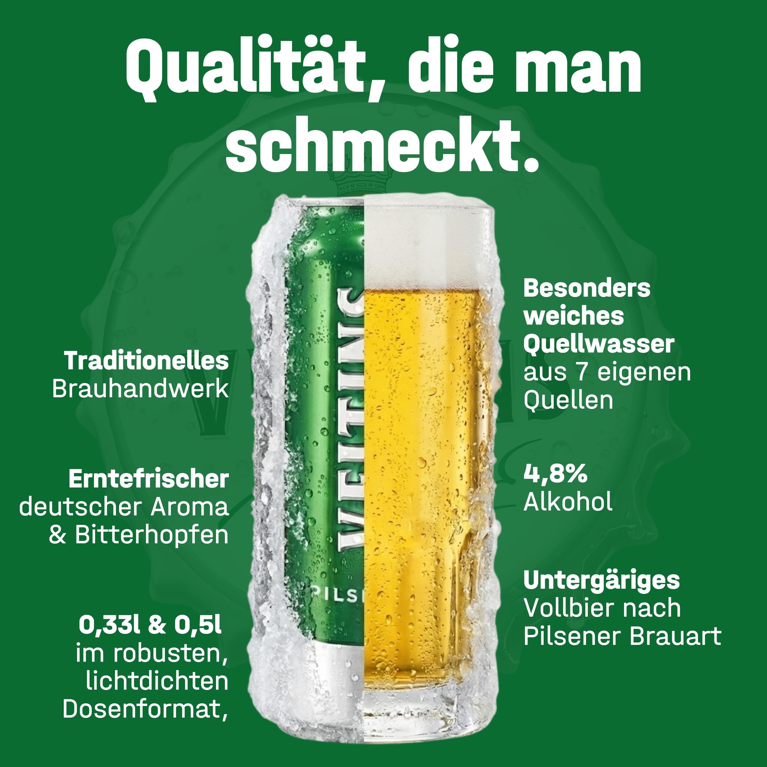 VELTINS Pilsener – 24 x 0,5 l Dosenbier (EINWEG) – Fein-herbes Premium Pils – Brautradition seit 1824 – Frisch & ausgewogen – 4,8 % vol. Alkohol - 2