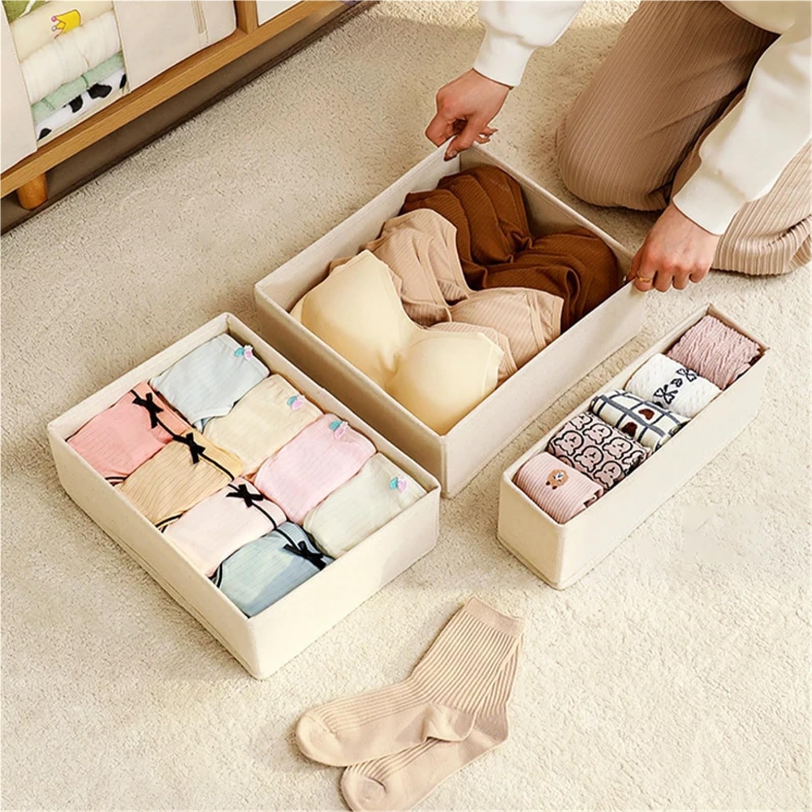 Organizador Calcetines Organizadores de cajones plegables, caja de almacenamiento de ropa interior Oxford, sujetador, calcetines, contenedores de armario