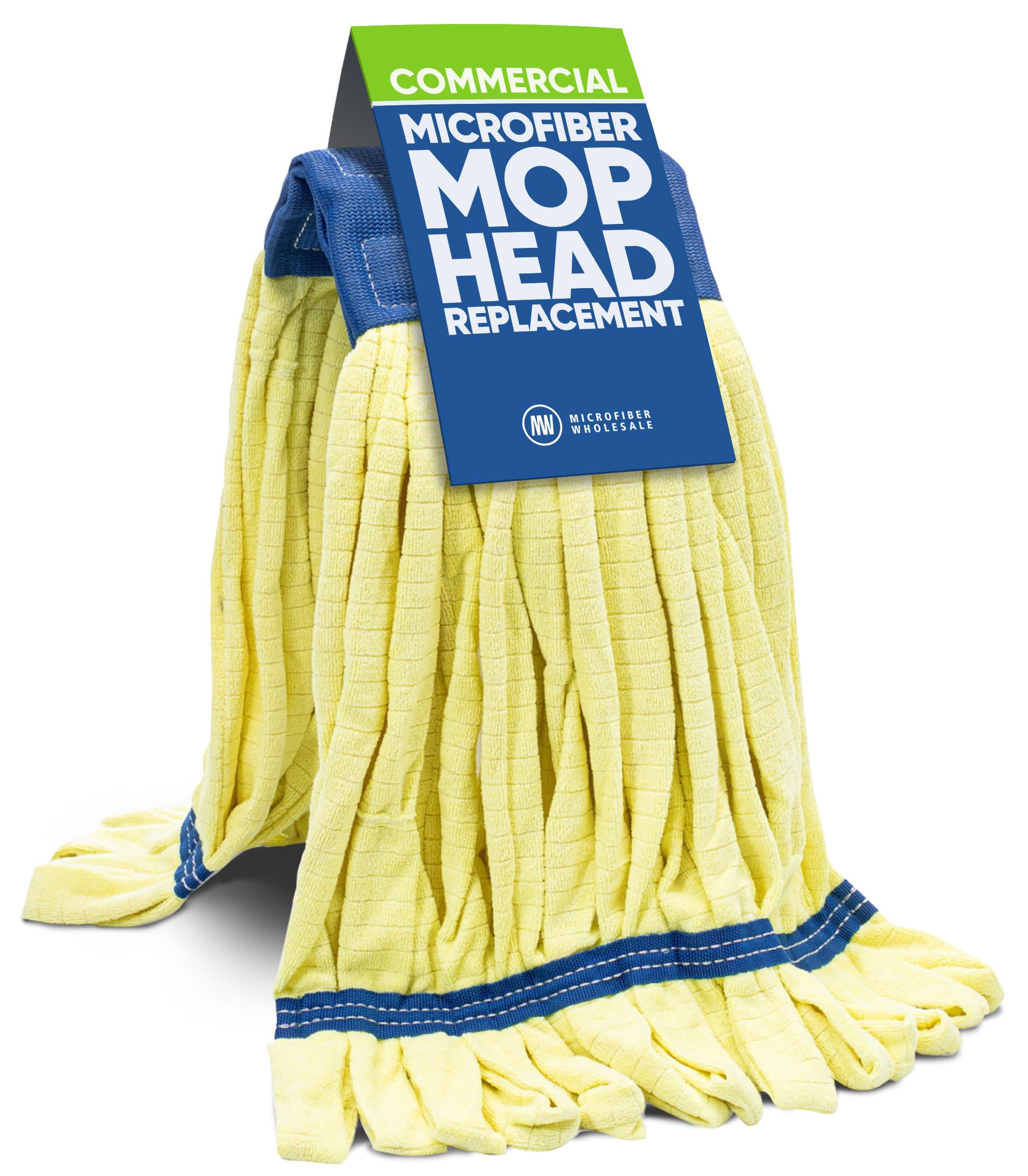 Commercial Mop Head Replacement – 1 Pack Large Yellow Microfiber Tube Mop (18 oz.) | Industrial Wet Mops | Washable Refill, Reusable, Heavy Duty, Looped End Mopheads | Hardwood, Concrete