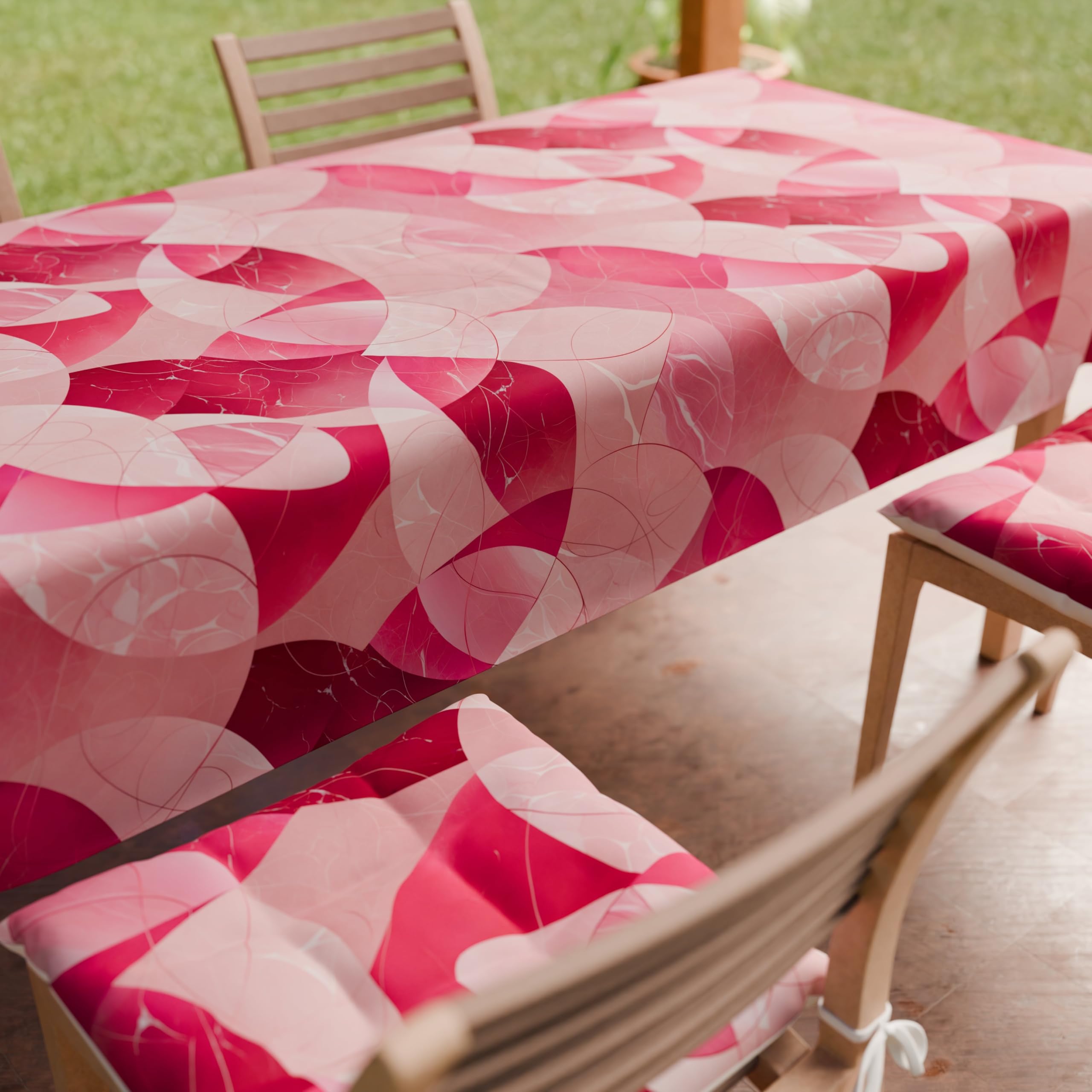 PETTI Artigiani Italiani Obrus na stół, obrus kuchenny z mikrofibry odporny na plamy wzór koła fuksja X6 miejsc (140 x 180 cm) 100% wyprodukowano we Włoszech