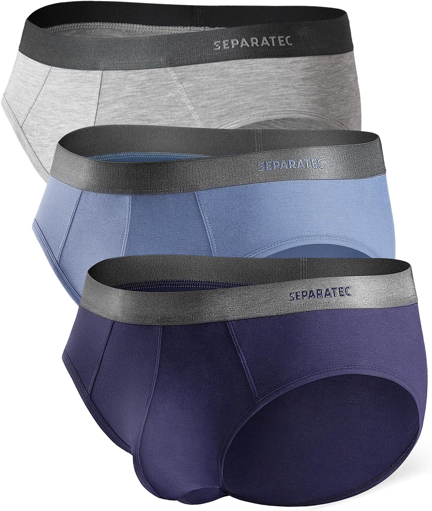 SeparatecMens Underwear With Pouch Breathable Cooling Rayon Made from Bamboo Underwear, Dual Pouch Mens Briefs 3 Pack