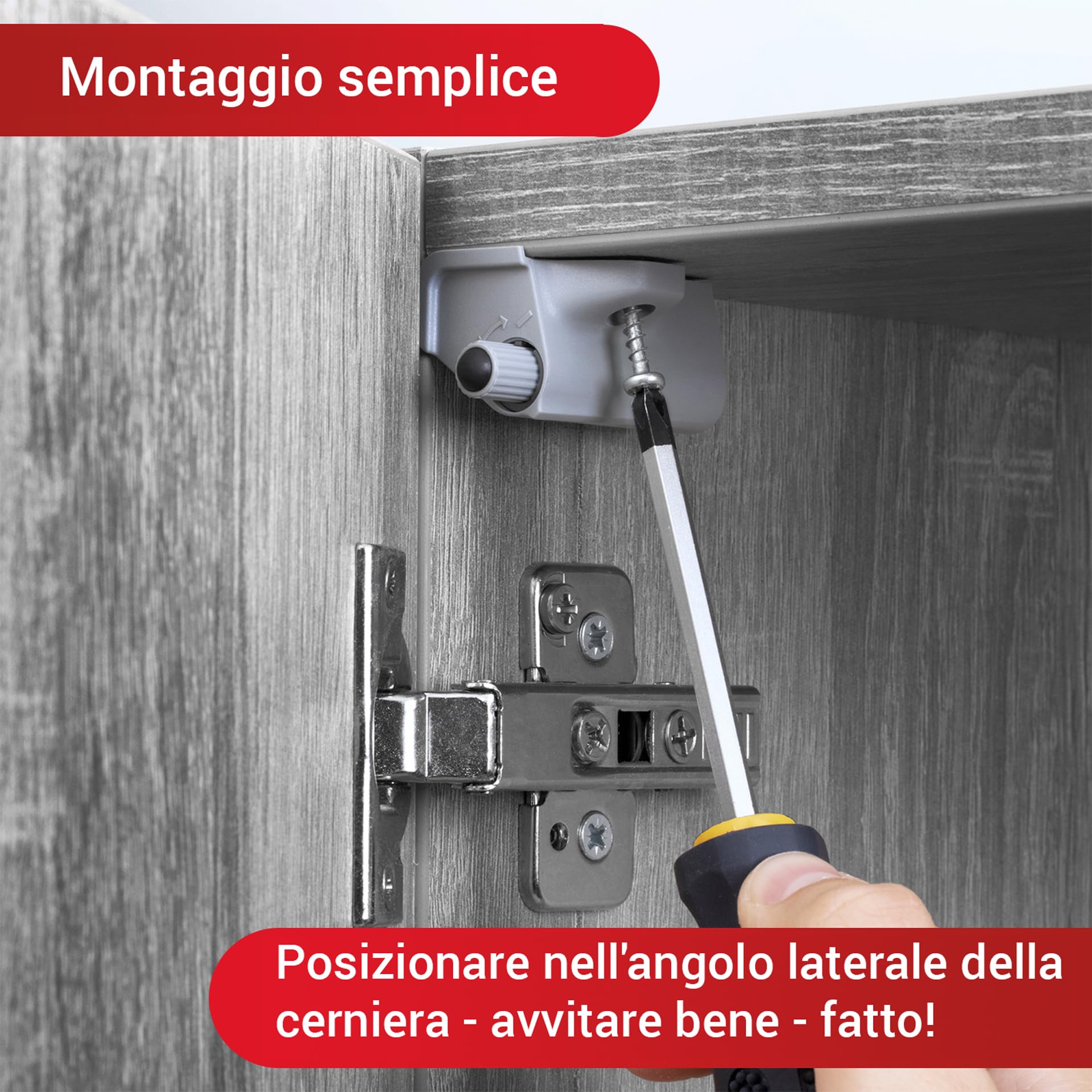 Set Di 8 Ammortizzatori Per Porte Soft Close - Grigio, Per Ante D'Armadio, Chiusura Morbida E Silenziosa - Foto 2