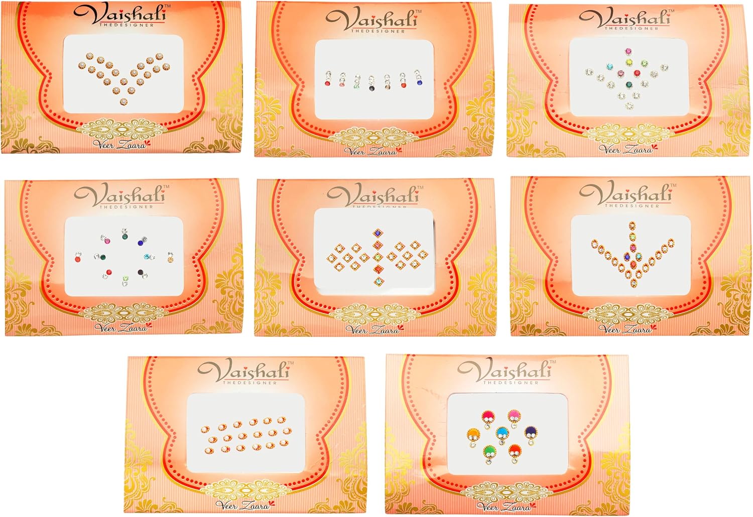 Bindi Pack of 8 Crystal Designer Jewel for Forehead Face Tikka Multicolored Bindiya Stickers Adhesive Stone Indian Traditional Mothers Day Gifts Tattoos for Women Girls Bride Gift Return Gifts