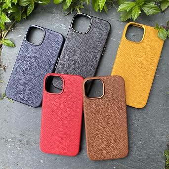 QUARK Genuine Leather Case for iPhone 14 Plus with MagSafe Charging Function, Top Grain Leather Stylish Case for iPhone 14 Plus 6.7 Inch - Black