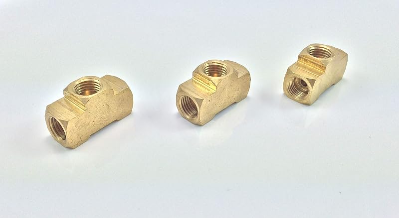 Conexão Tê fêmea de 3 vias para linha de freio The Stop Shop 1/4" – Rosca 7/16-24, kit com 3