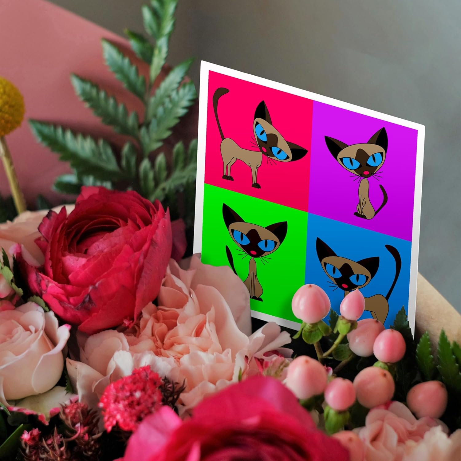 Siamese Cat Four Attitudes Design - Greeting Cards, 6 x 6 inches, set of 12 (gc_6303_2)