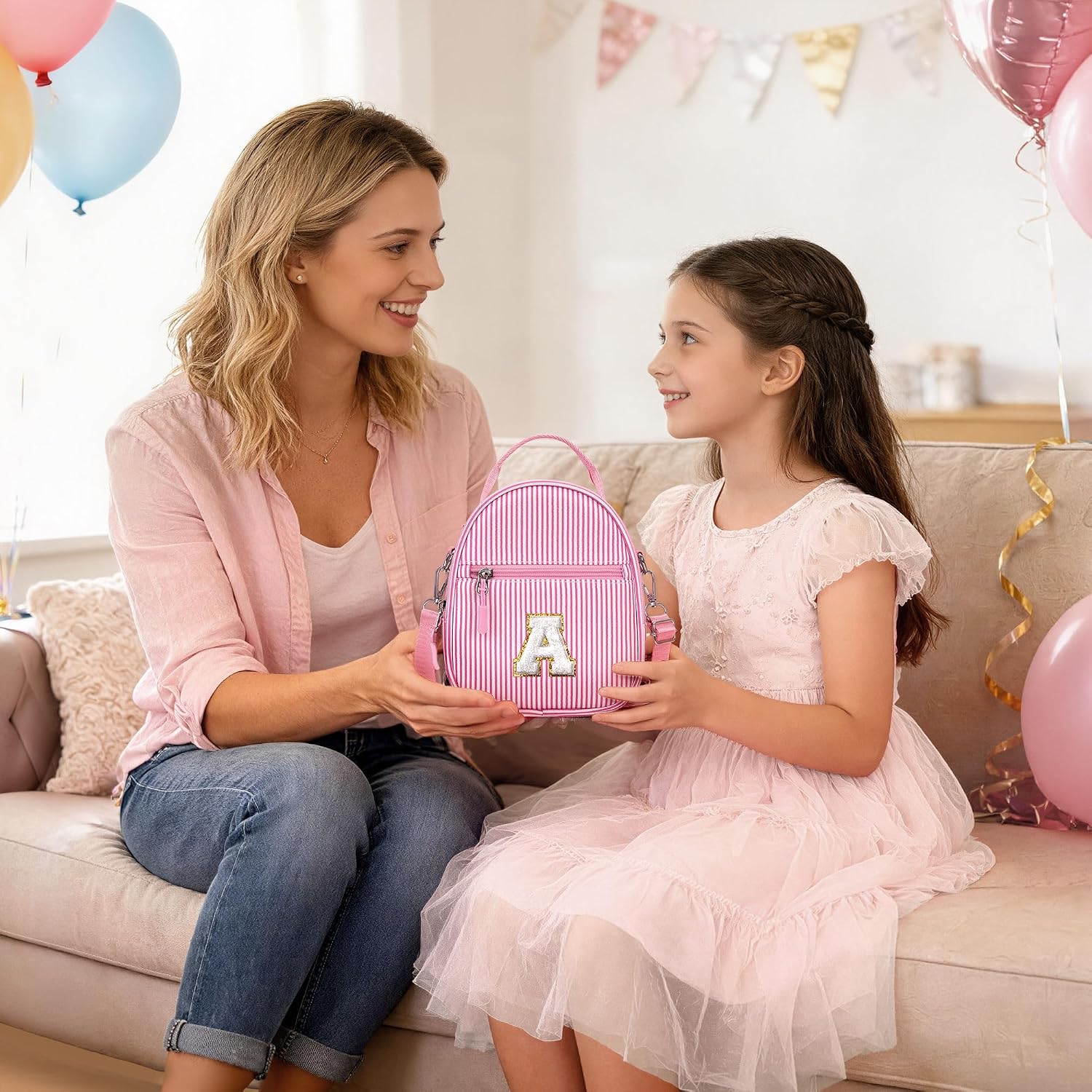 YOOLIFE Birthday Gifts for 2 3 4 5 6 7 8 9 10 Year Old Girls - Little Girls Purse for Kids, Initial Crossbody Bag for Girl Kid, Gifts for Kids Toddler Girl Daughter Sister Niece Accessories, Pink A