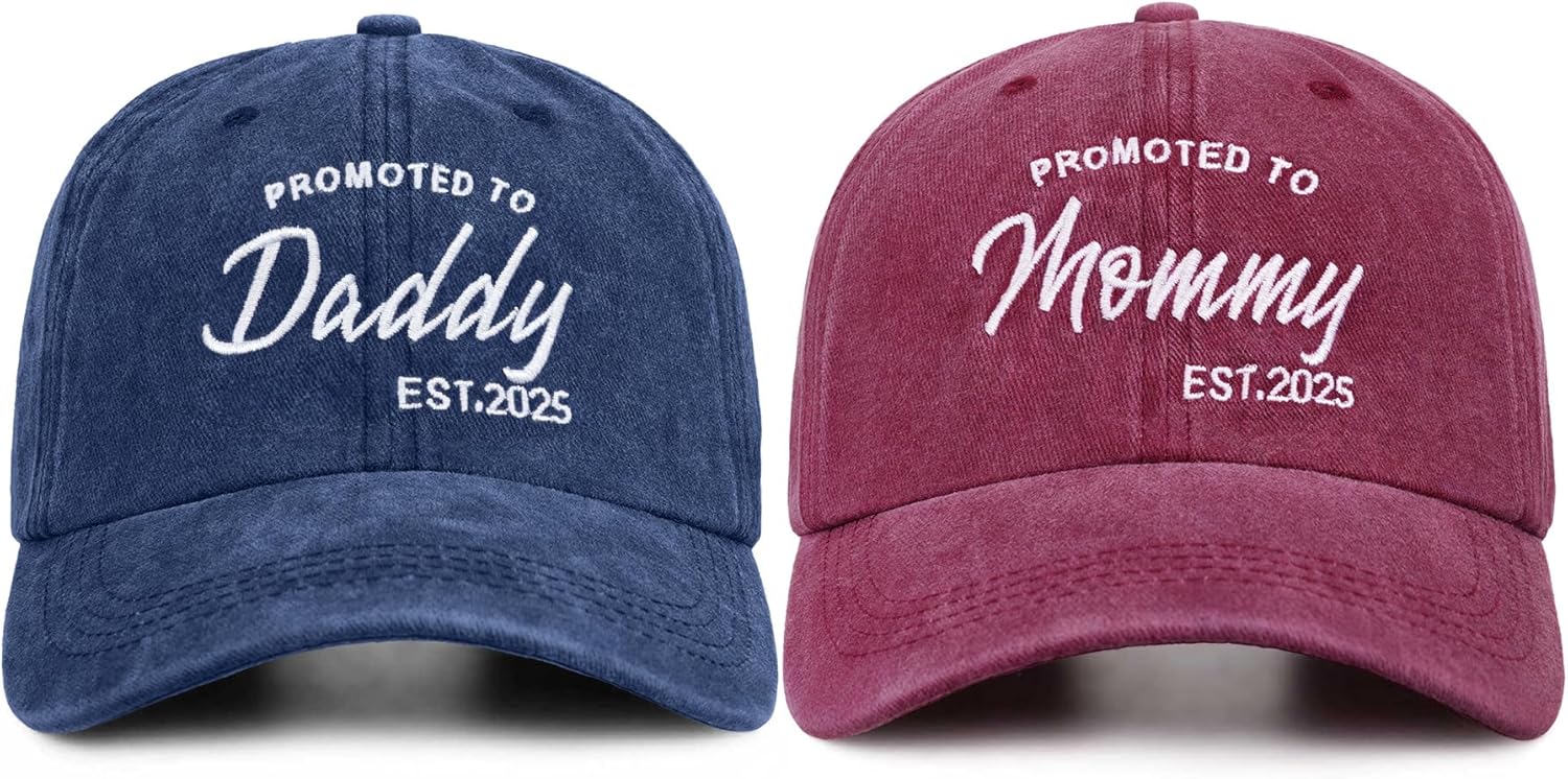 Mom and Dad Hats New Parents Gifts for Couples, Embroidered Adjustable Baseball Caps Gift for New Mom Dad One Size 02.red Mommy & Blue Daddy-2025
