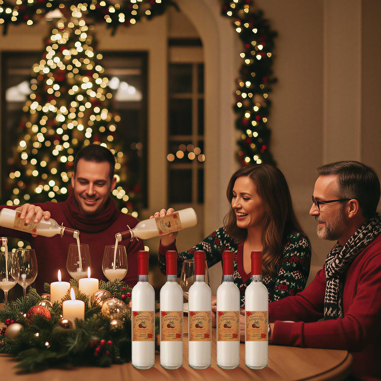 12 Set 17 oz Class Wine Bottles with Cork Lid Airtight Caps for Homemade Coquito Empty Clear Wine Bottles for Liqueur Eggnog DIY Gift Party Supply(Clear)