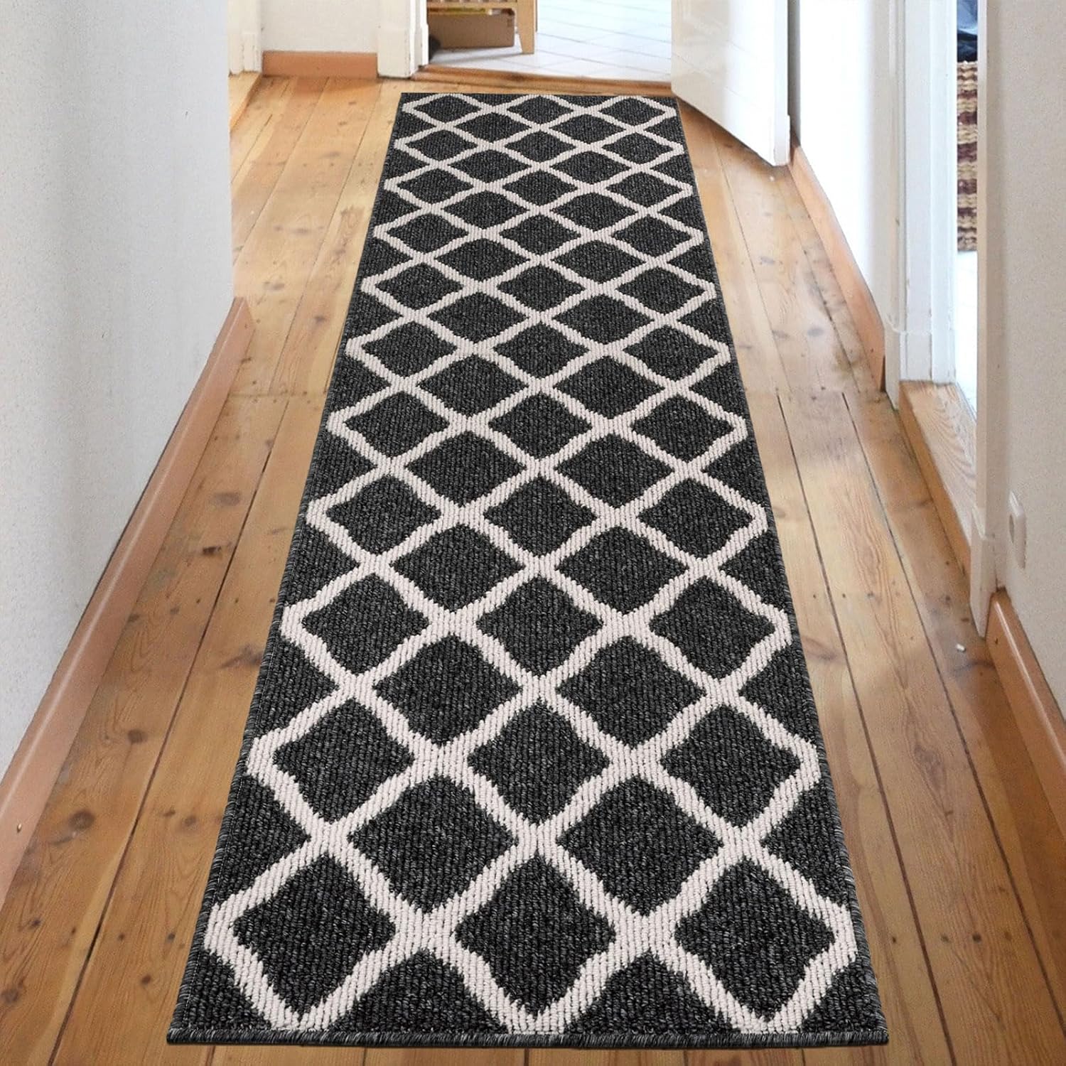 SHACOS Black Runner Rug 2x8 ft Washable Entryway Runner Rugs Non Slip