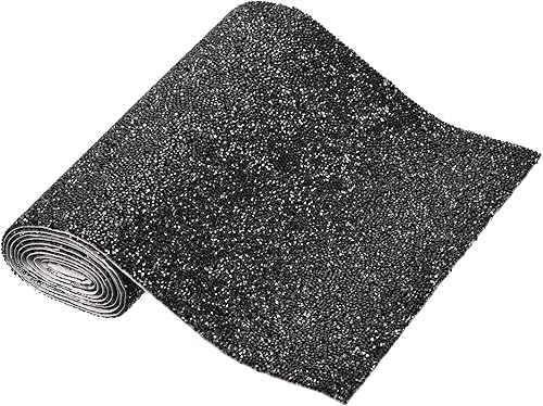 MECCANIXITY Calcomanías de diamantes de imitación, 9.45 x 63 pulgadas, calcomanías de decoración de resina autoadhesivas y brillantes, color negro