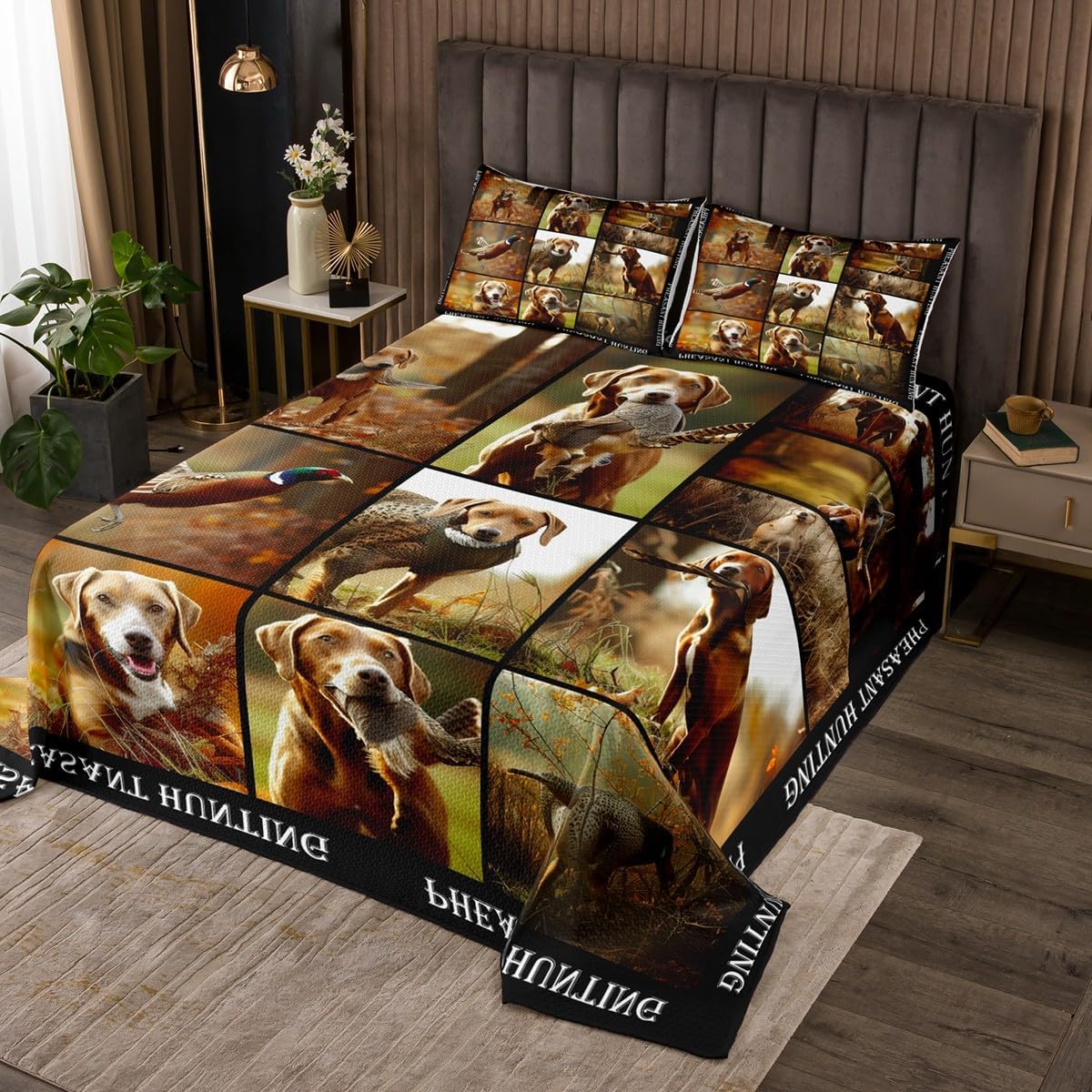 Erosebridal Turkey Quilt Set Queen Size Wildlife Bird Pheasant Bedspread Set Hunting Turkey Coverlet Set Farmhose Bird Chicken Bedroom Decor Soft Luxury Bedding Set for Adult Men Women