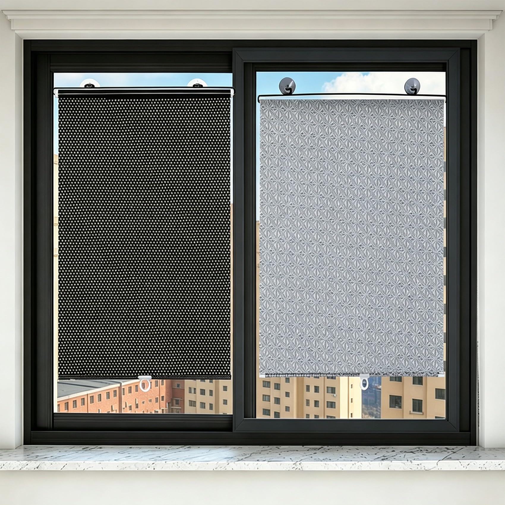 Tenda Avvolgibile Con Ventose Parasole Persiane Retrattili Portatili | Tendine Parasole Temporanee Protezione Solare Termiche Isolantee per finestre Per Casa E Auto(Argento,L80xA140cm)