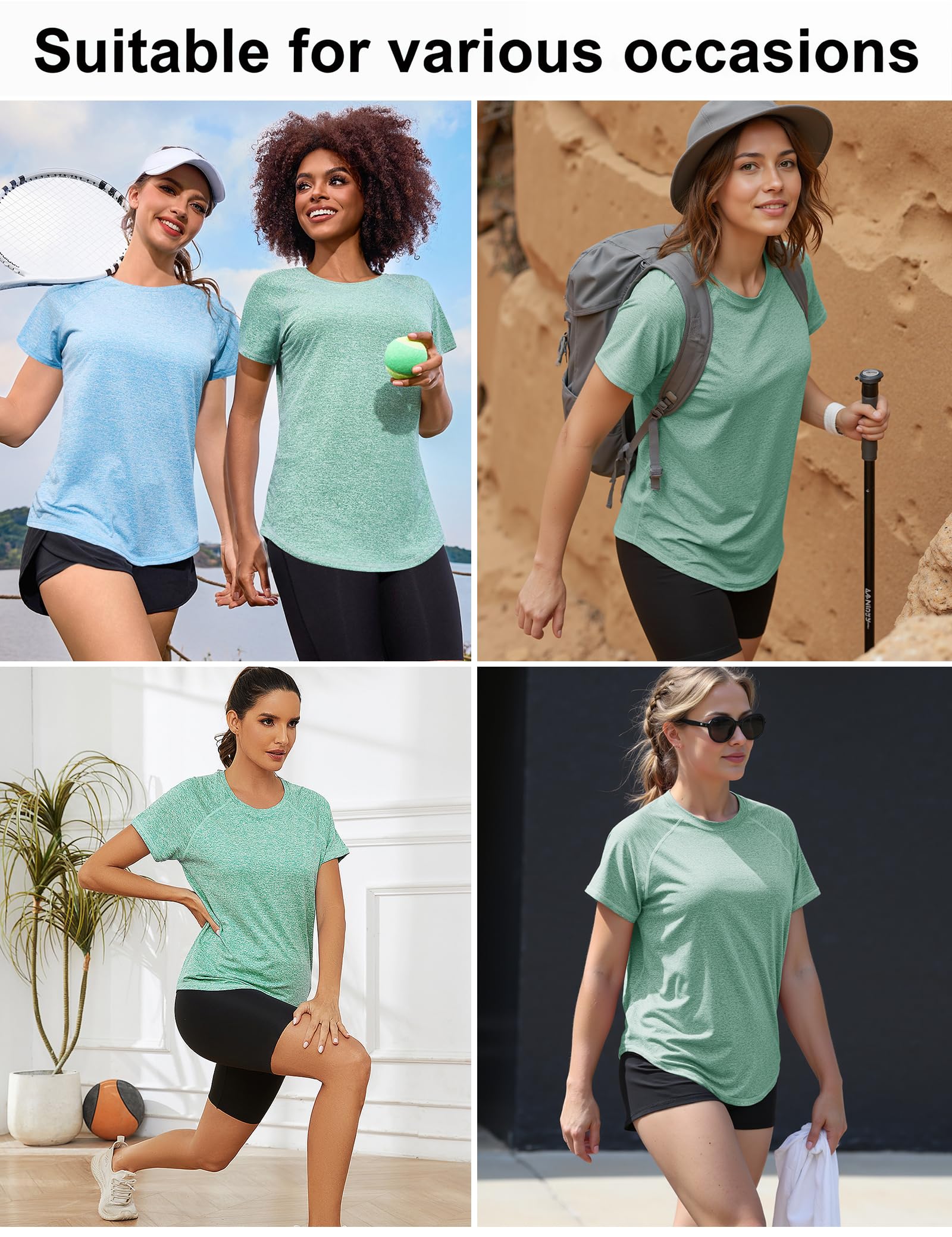 Gyabnw Camiseta Deportiva para Mujer Camisetas de Gimnasia Espalda Malla Ajuste Holgado Yoga Camiseta para Correr Ligera Que Absorbe la Humedad Cuello Redondo Manga Corta para Damas