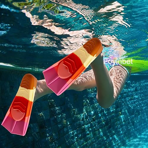 Miniatura 50 de Aletas de natación para niños, aletas cortas para niños y jóvenes, aletas de natación para entrenamiento de natación para niños, niñas, niños Azul,