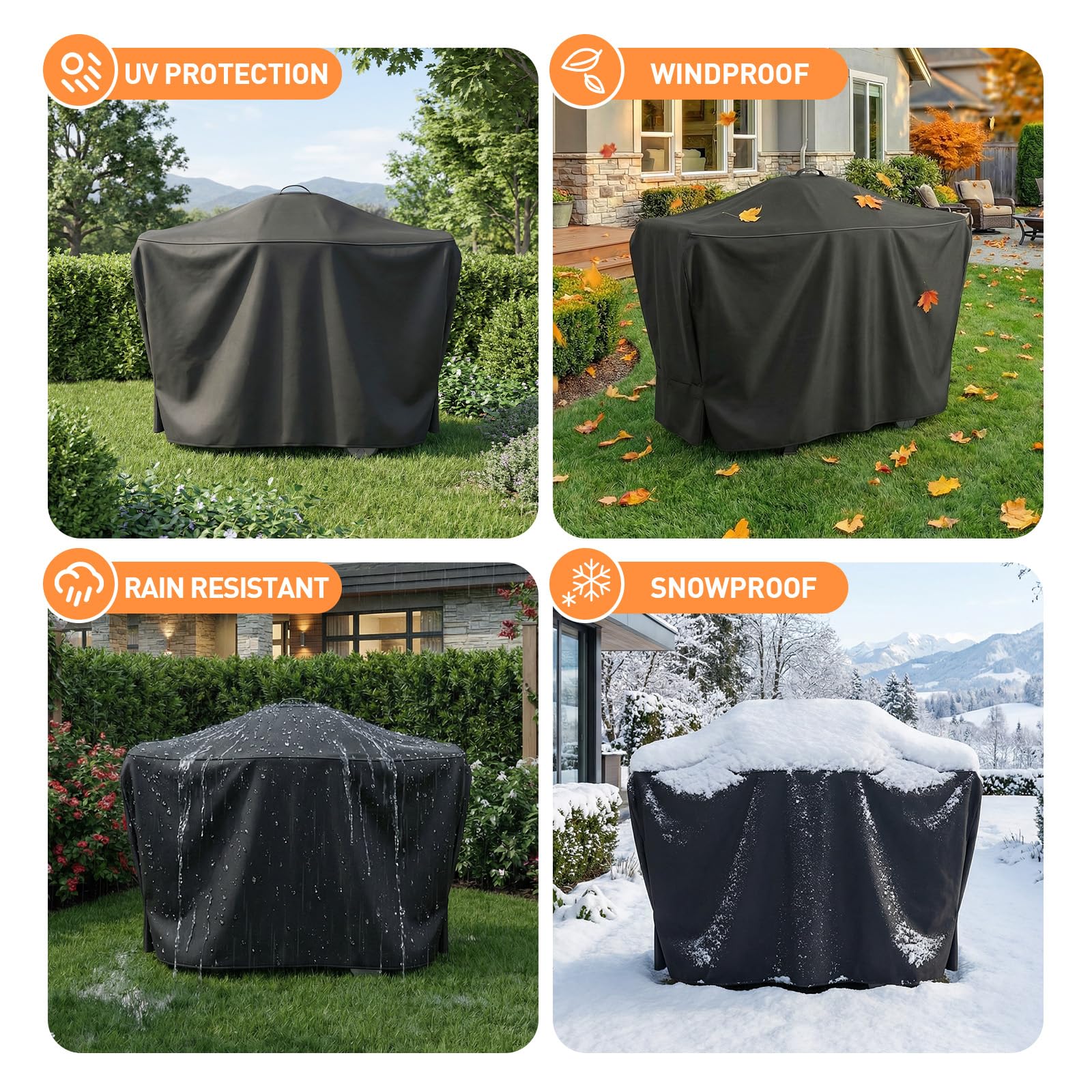 600D Grillabdeckung für Napoleon 425/525 Serie Rogue 61427/61527, wasserdichte & UV-beständige Gasgrillabdeckung, Reißfest Outdoor Grillabdeckung, Schwarz (155x64x125cm)