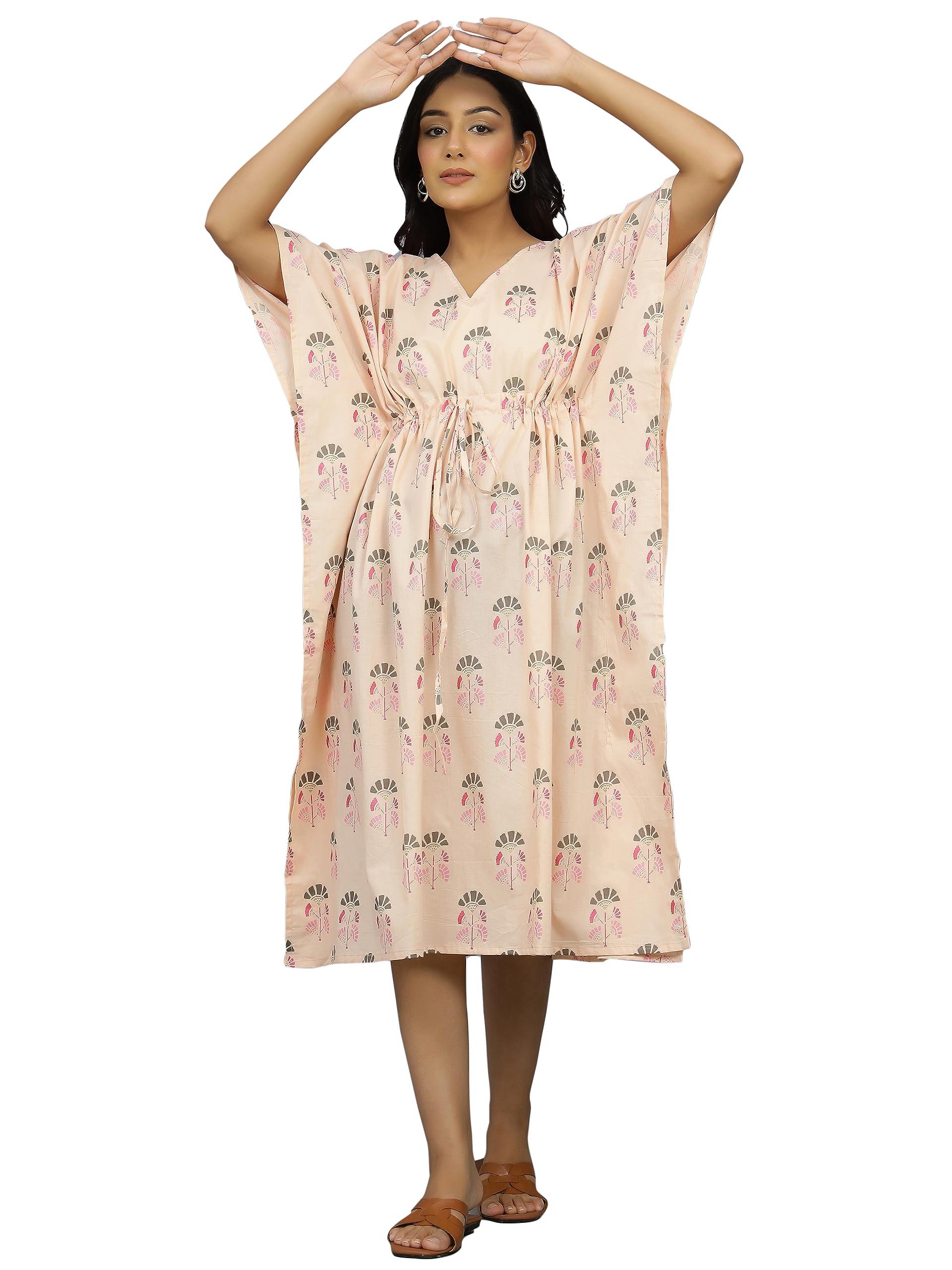 Ravaiyaa - Attitude is everythingWomen Cotton Printed Kaftan | Printed Beachwear Summer Kaftan Dress | Shoulder Strap Designer Kaftan Kurti | Kimono Sleeves Kaftan | Latest Stylish Casual Kaftan for Women