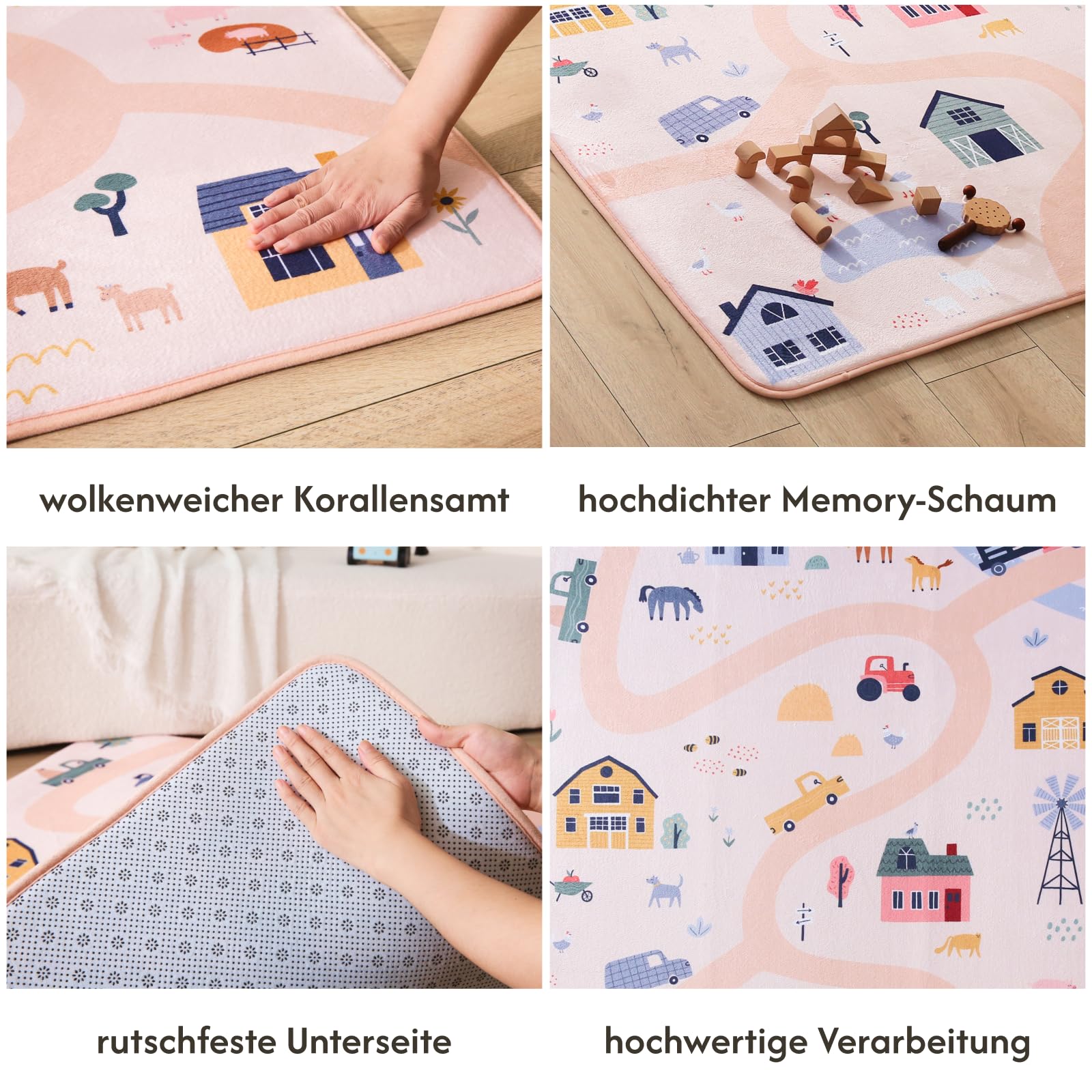 Hakuna Matte Wolkenweiche Spielmatte Baby 160x120x1,5cm | Kinderzimmer Teppich mit hochwertigem Hochdichter Polyurethan – Krabbelmatte Baby mit rutschfester Unterseite