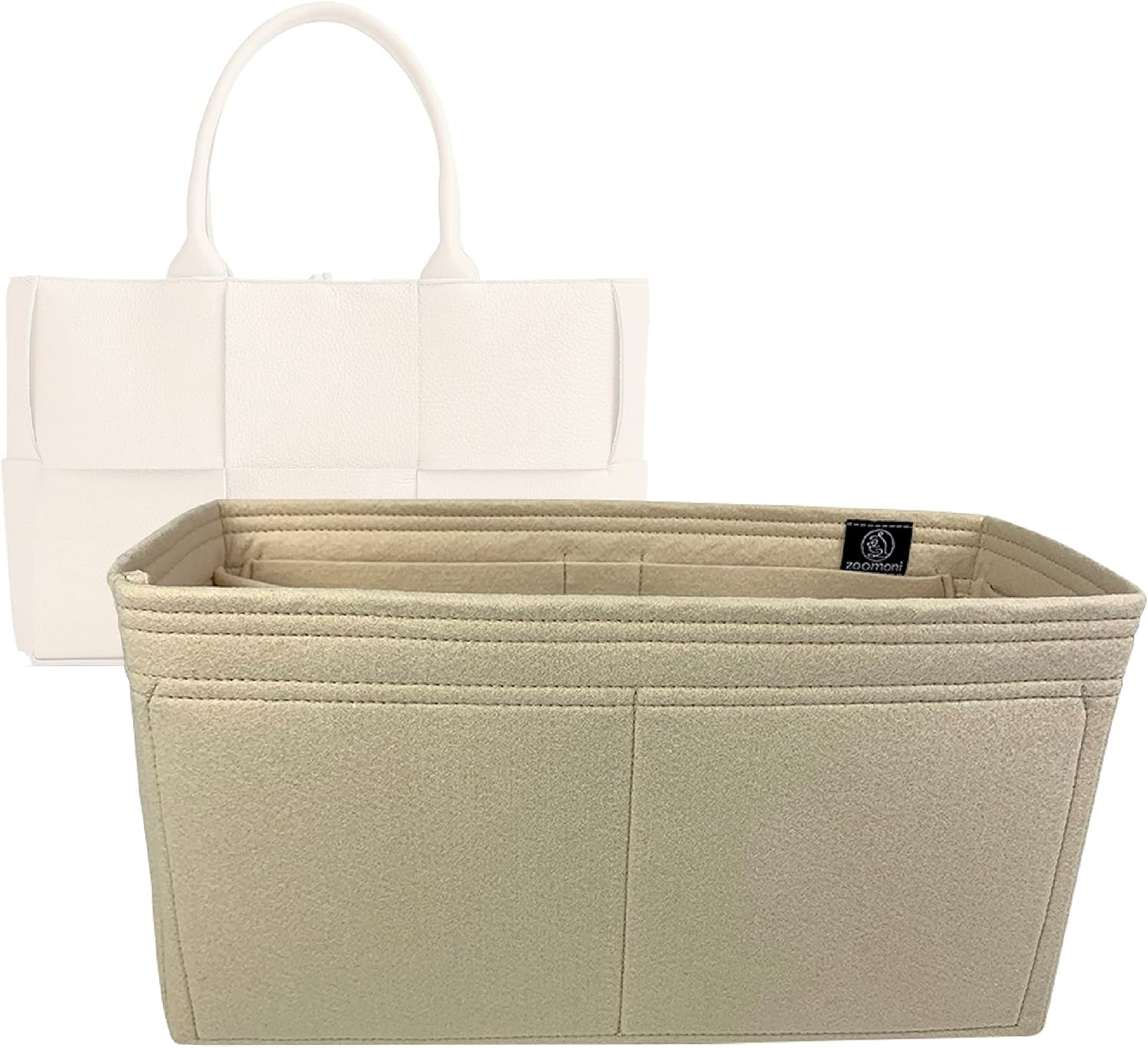 Zumoni Premium Boutega Venetaスモールアルコールトートバッグ（バッグの長さ：30cm/11.8 “） – プレミアムフェルト財布ハンドバッグ（手作り、25色利用可能） [Purse Organizer, Liner, Insert, Shaper] （Mauve Pink）