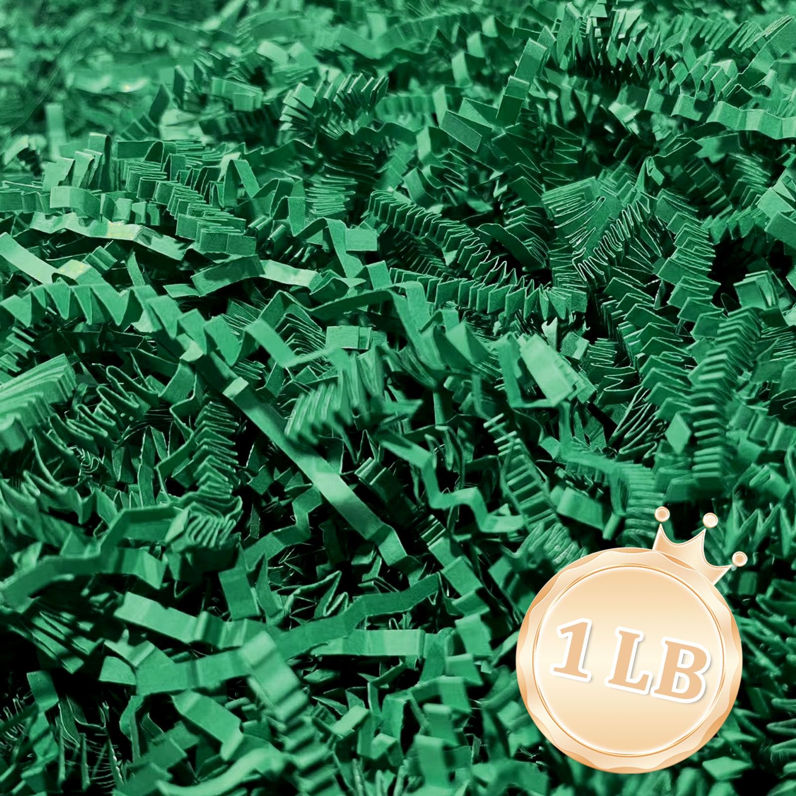 Photo 1 of 1 LB Dark Green Crinkle Cut Paper Shred Filler Great for Gift Wrapping, Dark Green Basket Fillers, Birthday, Halloween Thanksgiving Christmas Patrick's Day, Easter Party Decor Filling Supplies