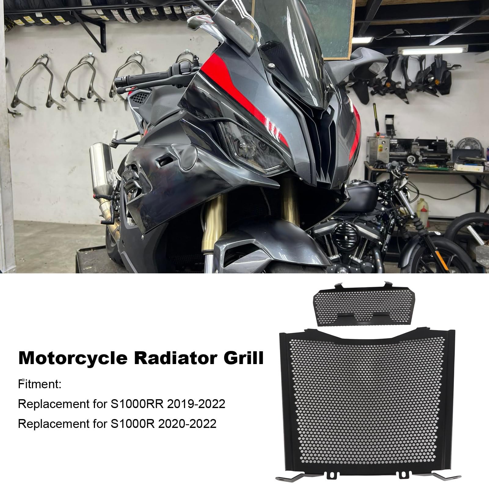 Cubierta Protectora de protección de la protección del radiador del radiador de Motocicleta GRCFUMO, Protector de radiador de Motocicleta de Acero Inoxidable, Cubierta de Parrilla