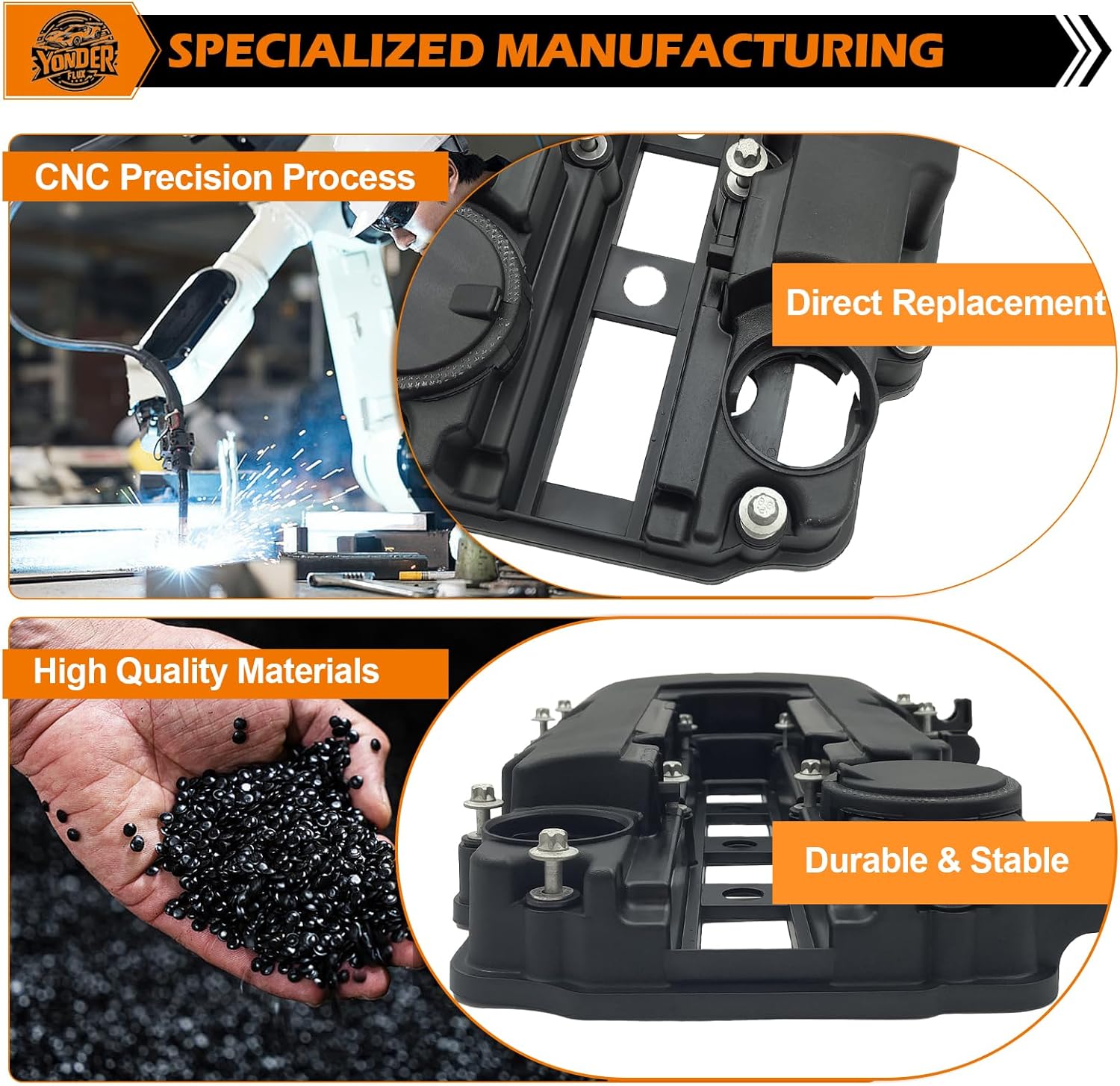 Engine Valve Cover Complete Kit Compatible with Chevy Cruze Sonic Trax Volt Cadillac ELR Buick Encore 2011-2020 1.4L Turbo, Replace #55573746 25198498 264-968 25198874