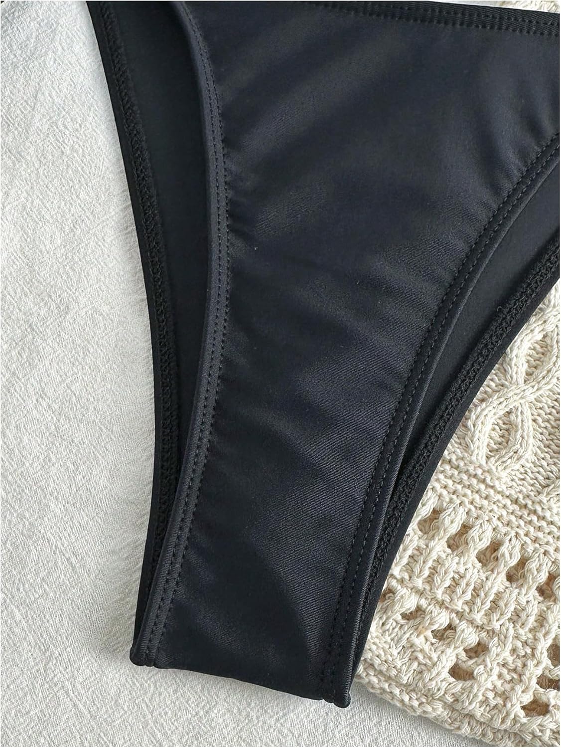 WDIRARA Women's 3 Piece Swimsuits Halter Triangle String Bikini Set with Cover Up Shorts - Image 5