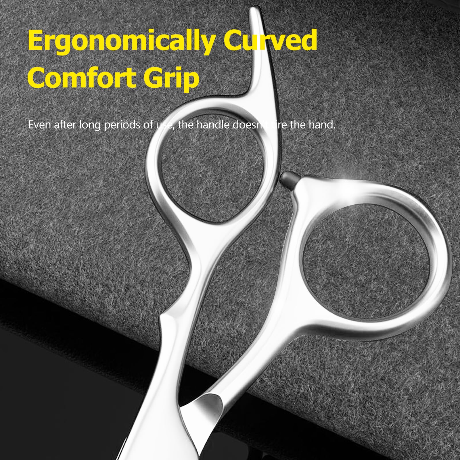 Tijeras profesionales de corte de pelo recto de 6 pulgadas, tijeras afiladas de acero inoxidable para uso en salón y hogar, agarre cómodo para hombres y mujeres, color plateado 4