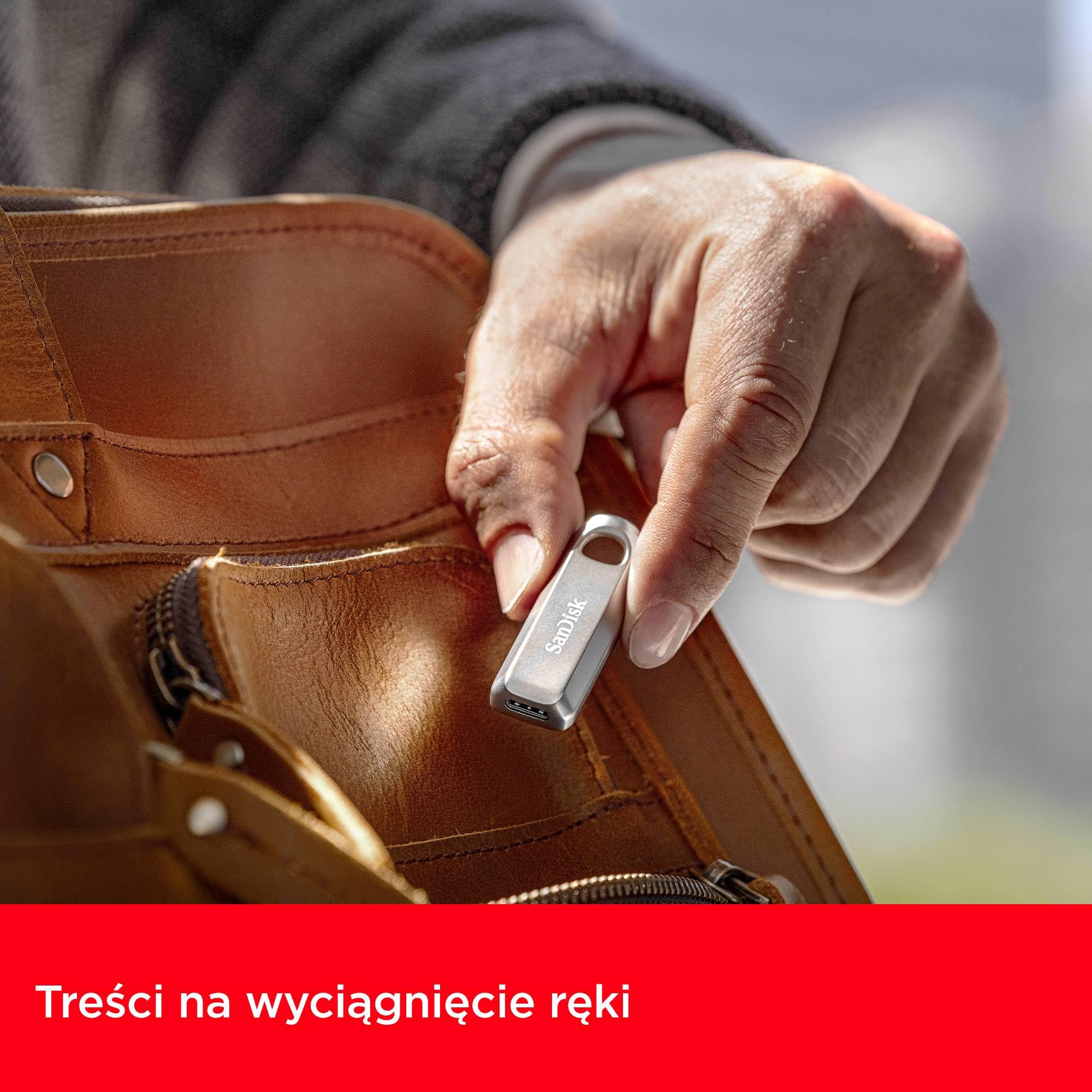 SanDisk 512 GB Ultra luksusowy dysk flash USB typu C, prędkość odczytu do 400 MB/s chowane złącze, wysokiej klasy metalowa obudowa, srebrna
