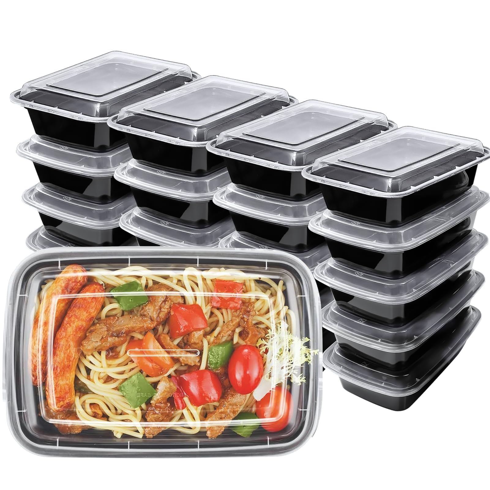 HENSHOW 1 Compartiment Boite Repas Lot de 20Pcs, 1000L Prime Réutilisable Sans BPA Boite à Lunch Micro Onde, Congélateur et Lave-vaisselle Sûr