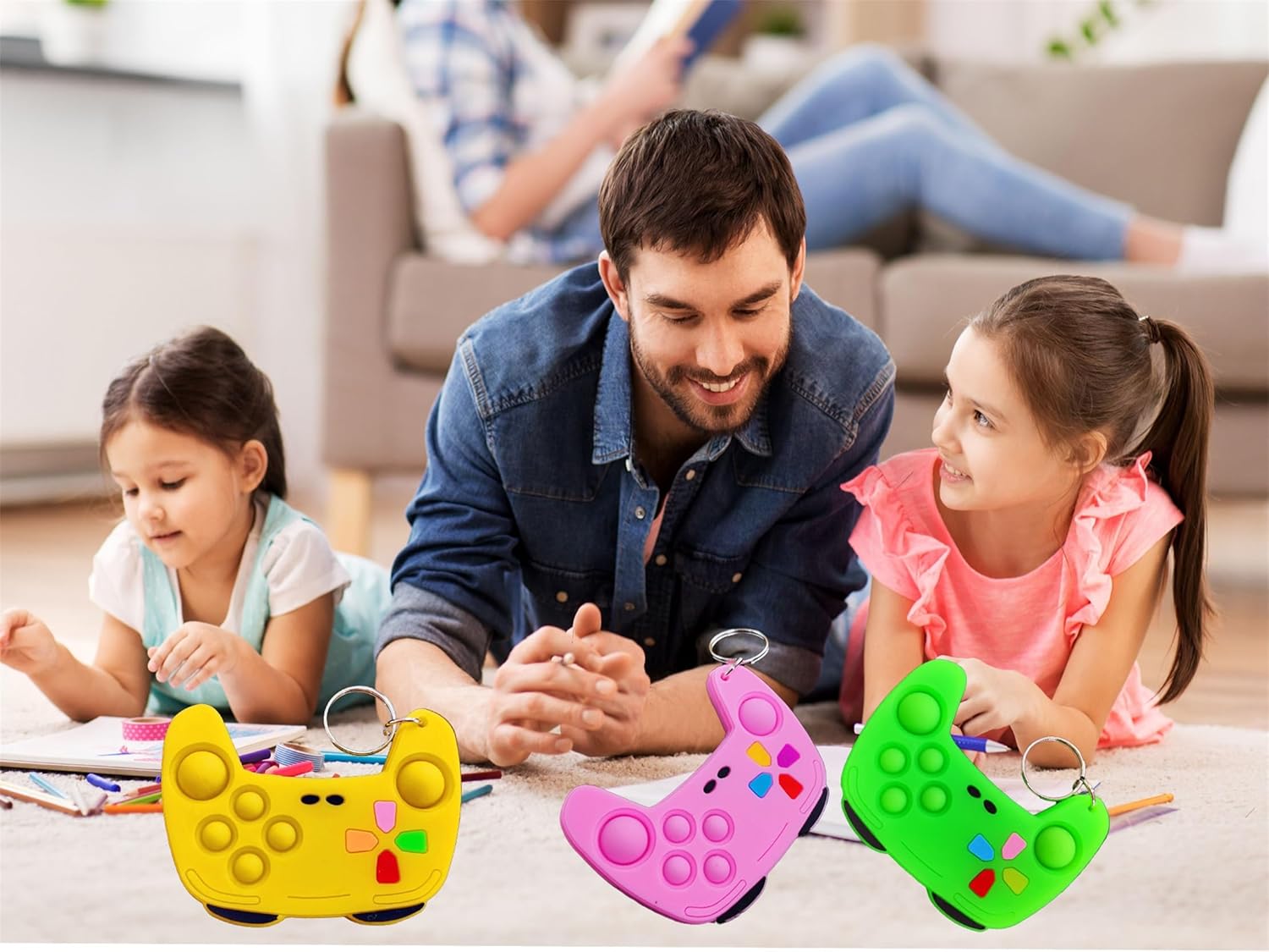 20 Packs Bulk Mini Pop Game Controller fidgets Bubble Keychain,for kids toys hoilday Summer Party Favors Classroom Students Gifts Teacher