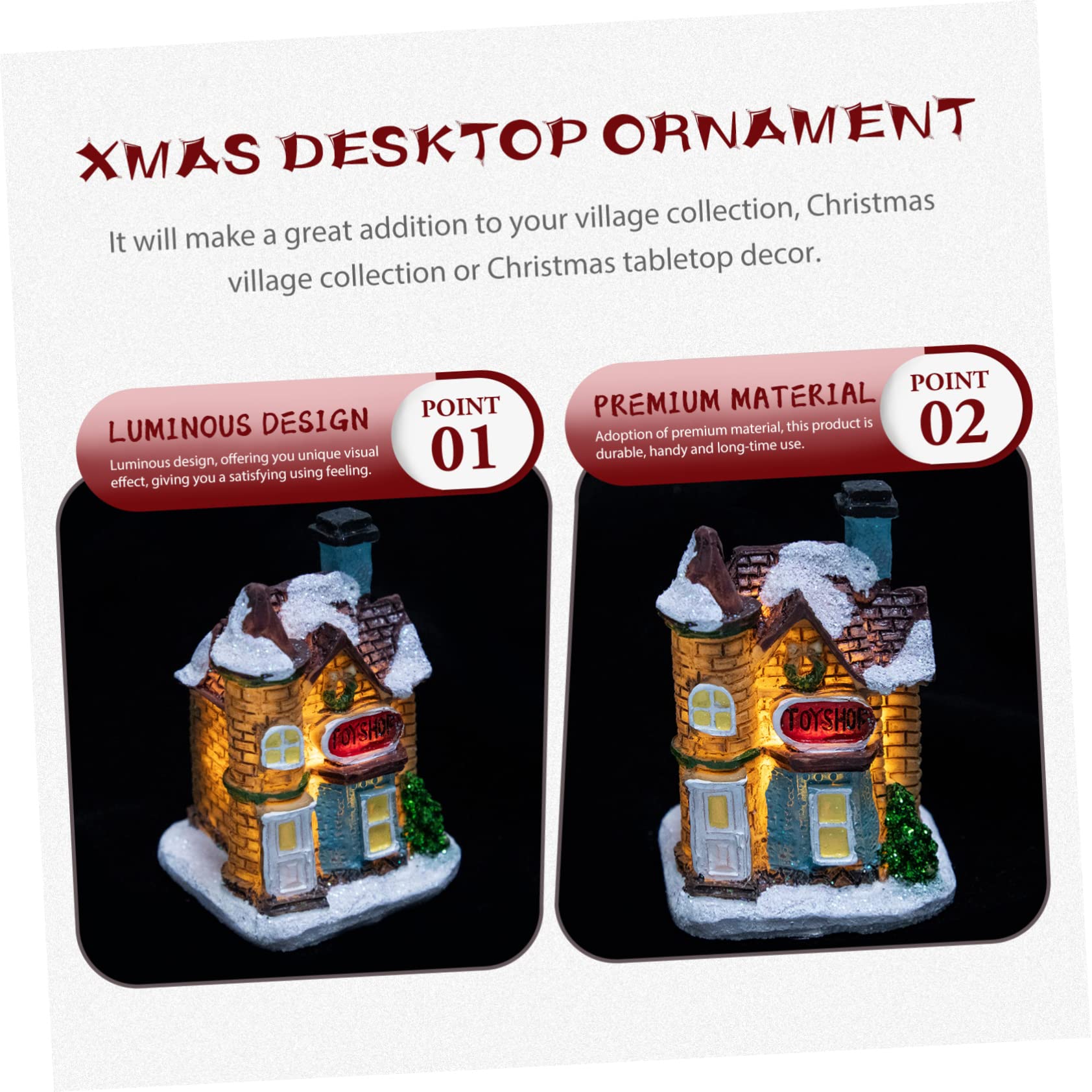 Cabilock 4 Piezas Pueblo De La De Navidad Led De Navidad Ornamento De La De Navidad Iluminar La De Navidad Pueblo Navideño En Miniatura Mini Pueblo Navideño Decoración Resina