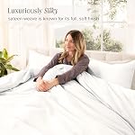 Bare Home 100% Ensemble de housses de duvet en coton satiné biologique - Taille pleine/queue - 400 Nombre de fils - Tissage lisse de la Sateen - Chaud & Luxueux - Revêtement de duvet (Queen, White)